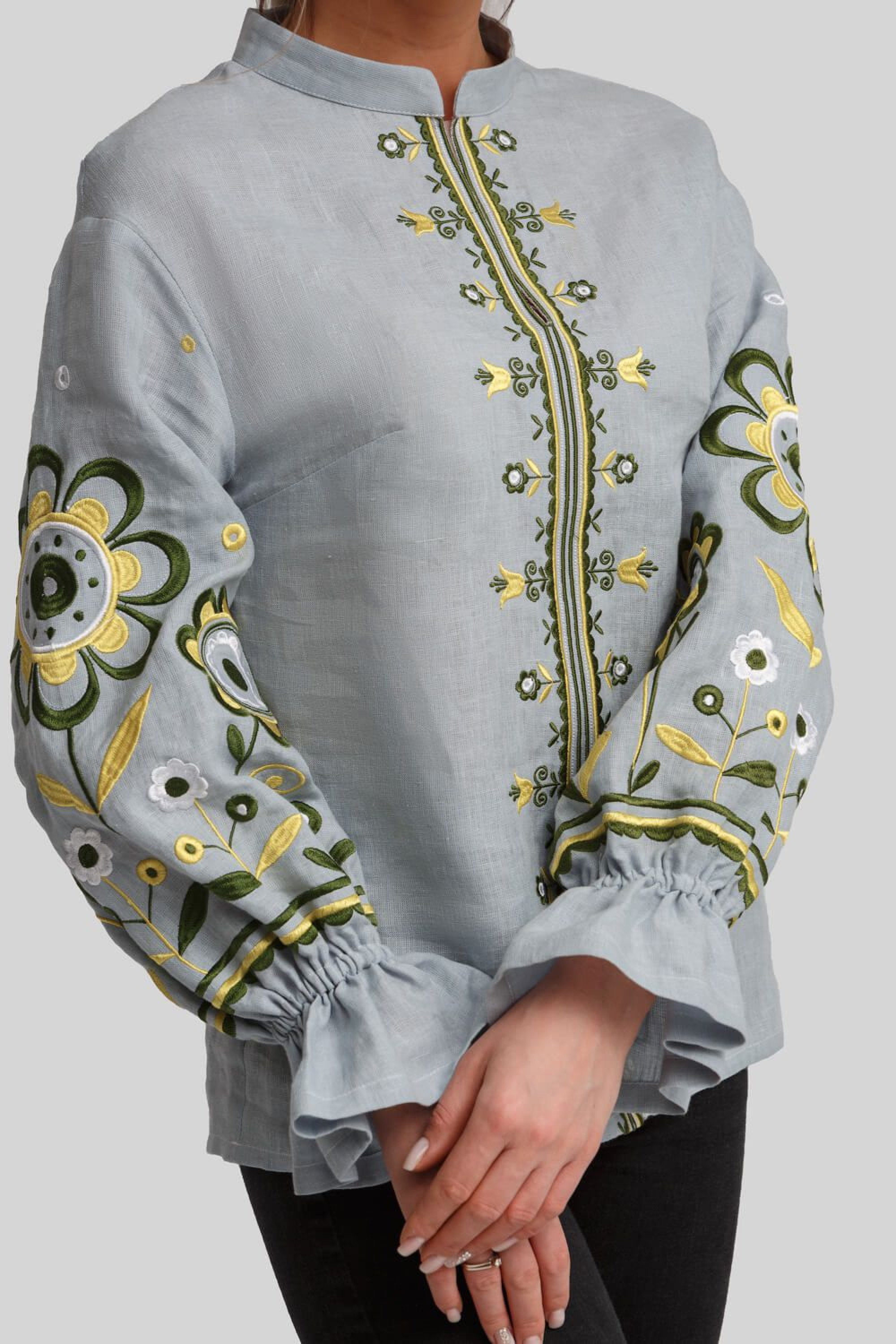 Women's embroidered blouse embroidery Gray 2 Women's embroidered blouse embroidery Gray 2