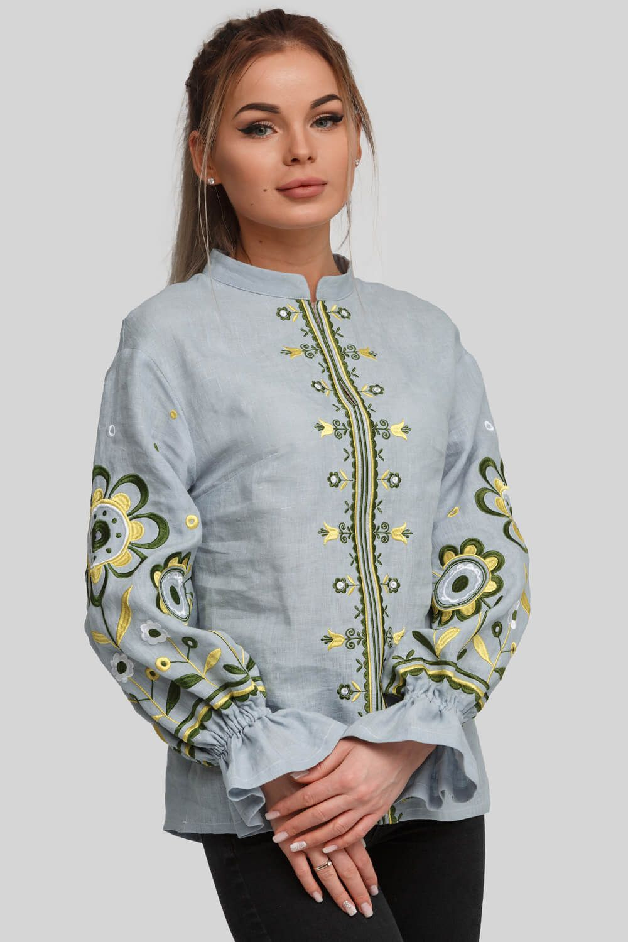 Women's embroidered blouse embroidery Gray 2 Women's embroidered blouse embroidery Gray 2