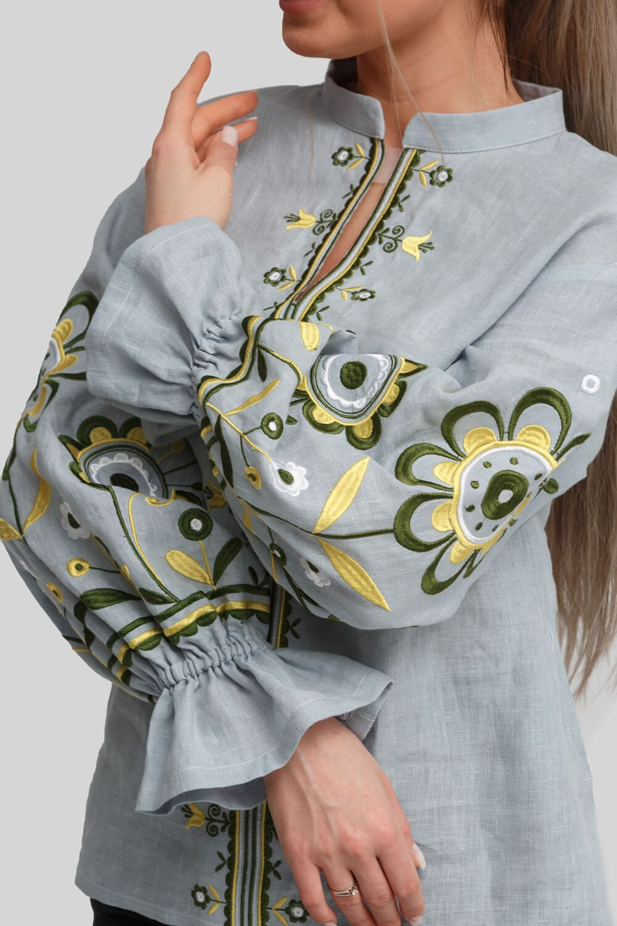 Women's embroidered blouse embroidery Gray 2 Women's embroidered blouse embroidery Gray 2