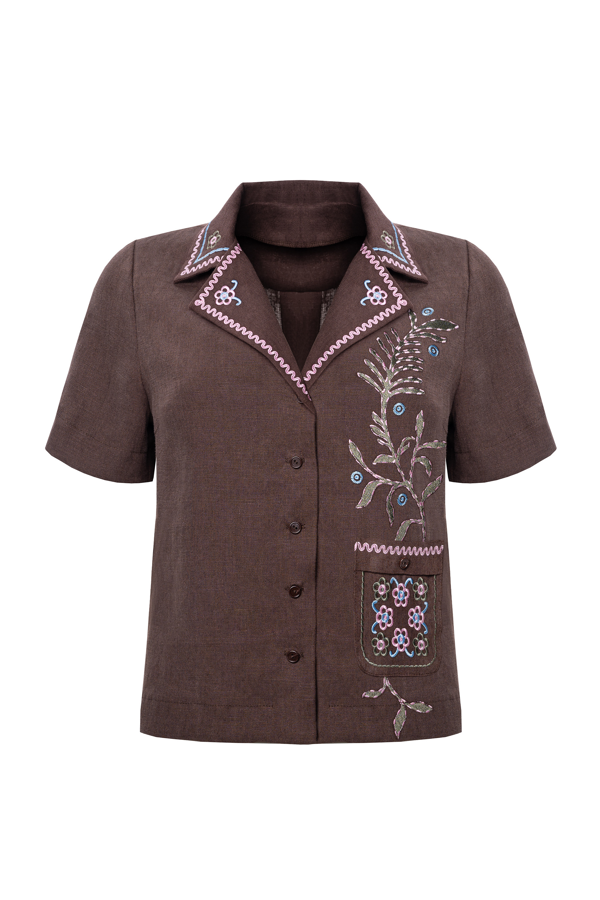 Embroidered women's blouse with short sleeves Parost 2 | XS | 40-42