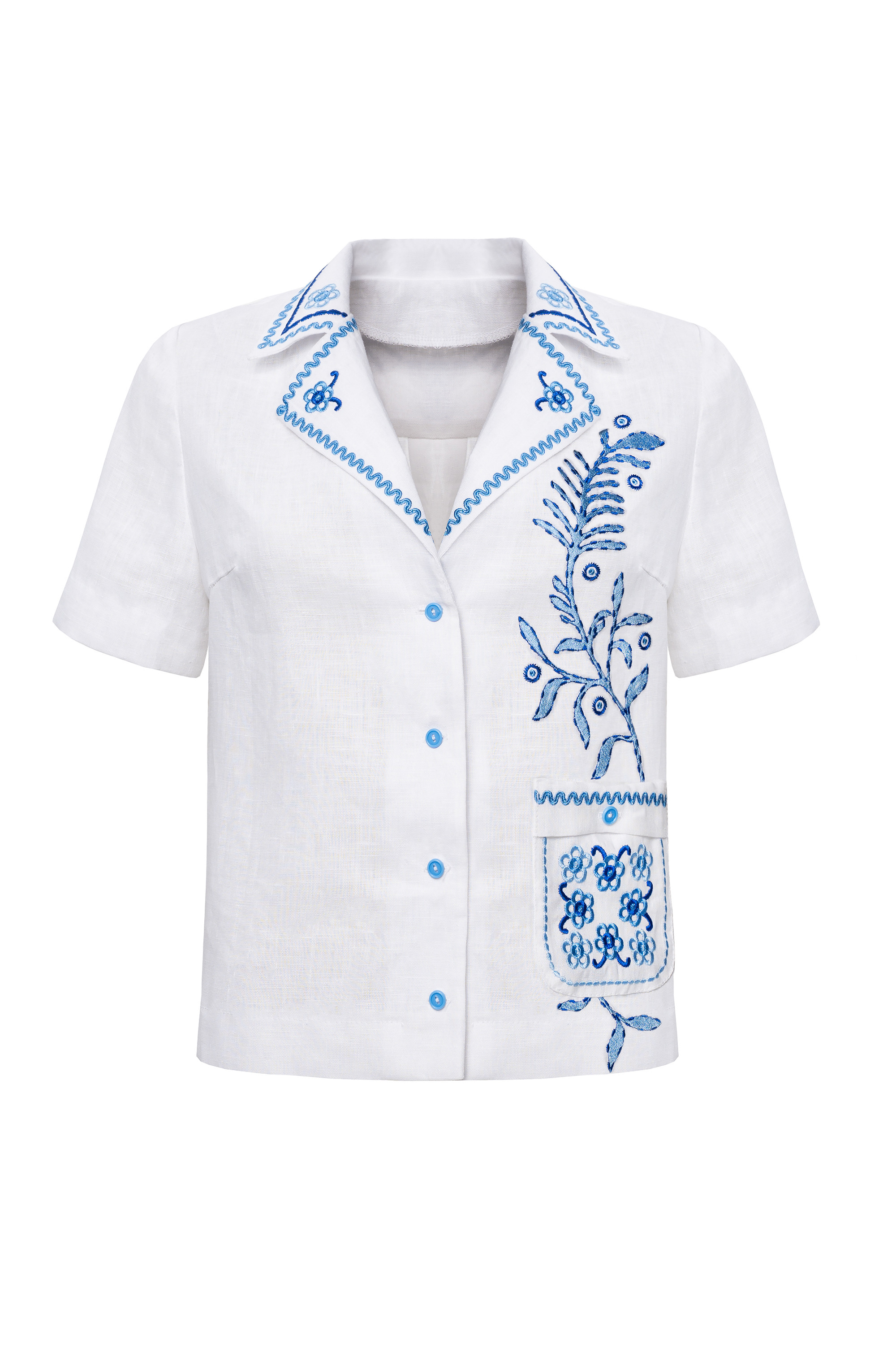 Embroidered women's blouse with short sleeves Parost | XS | 40-42