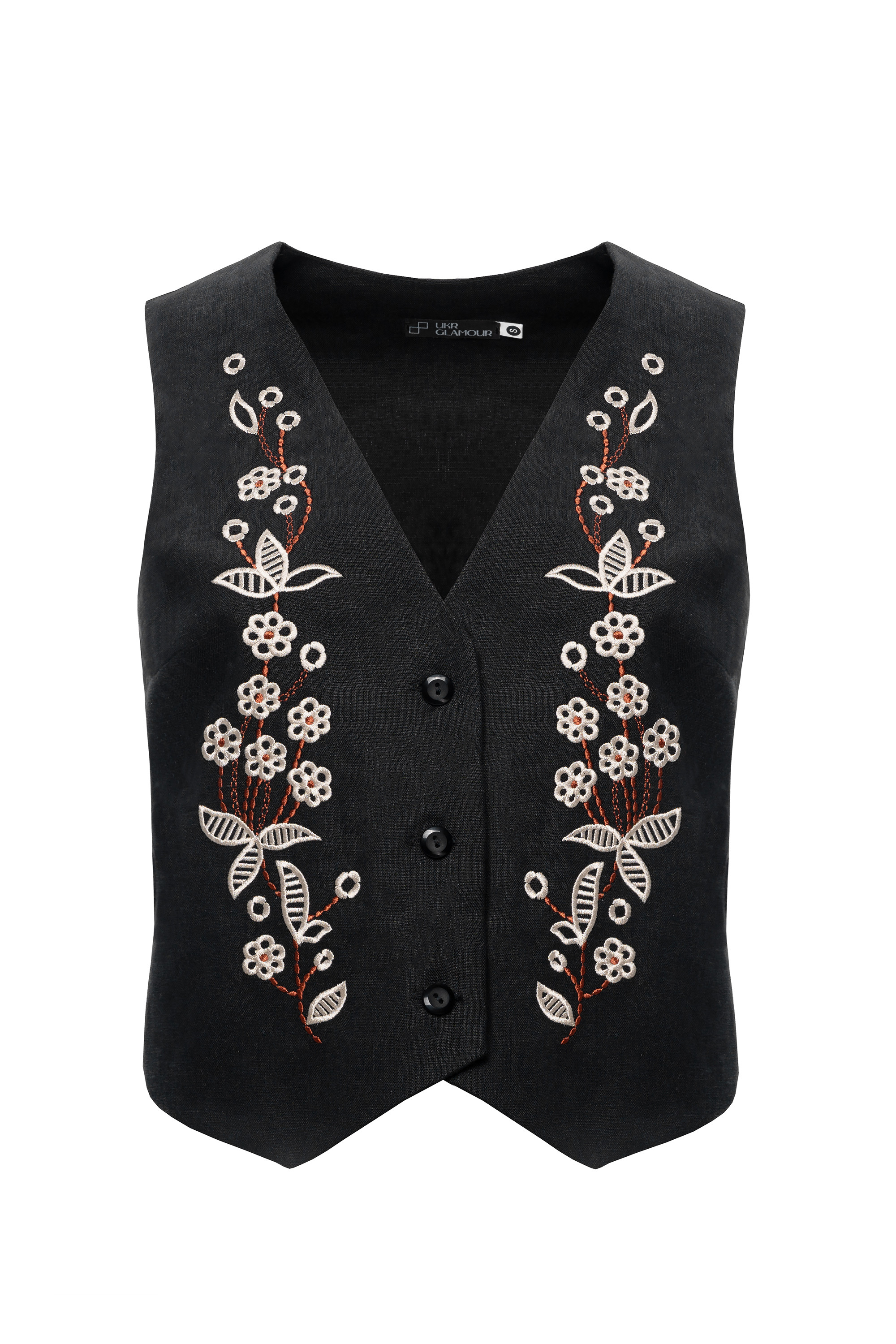 Women's black embroidered vest Derviy | XS | 40-42