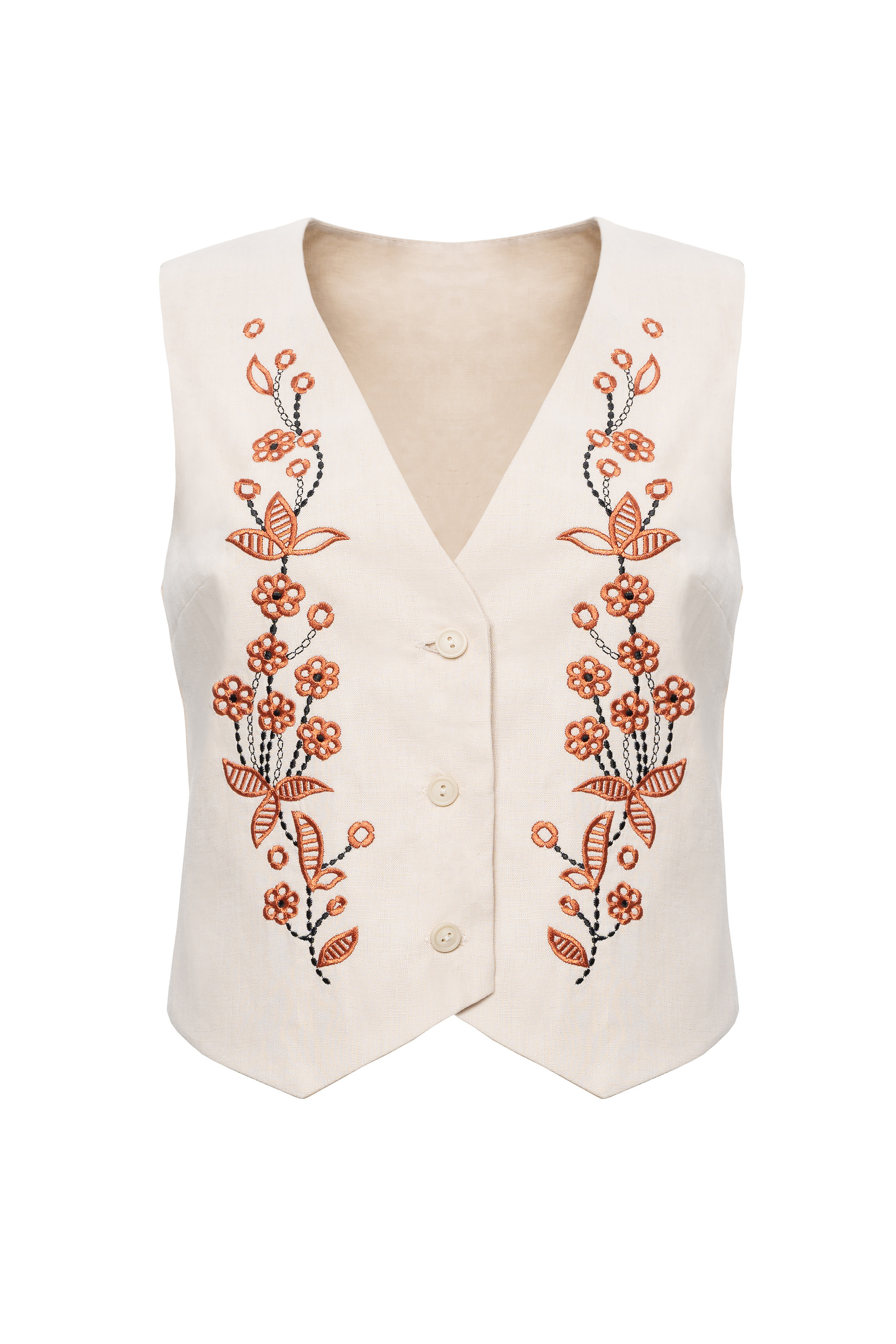 Women's beige embroidered vest Derviy | XS | 40-42