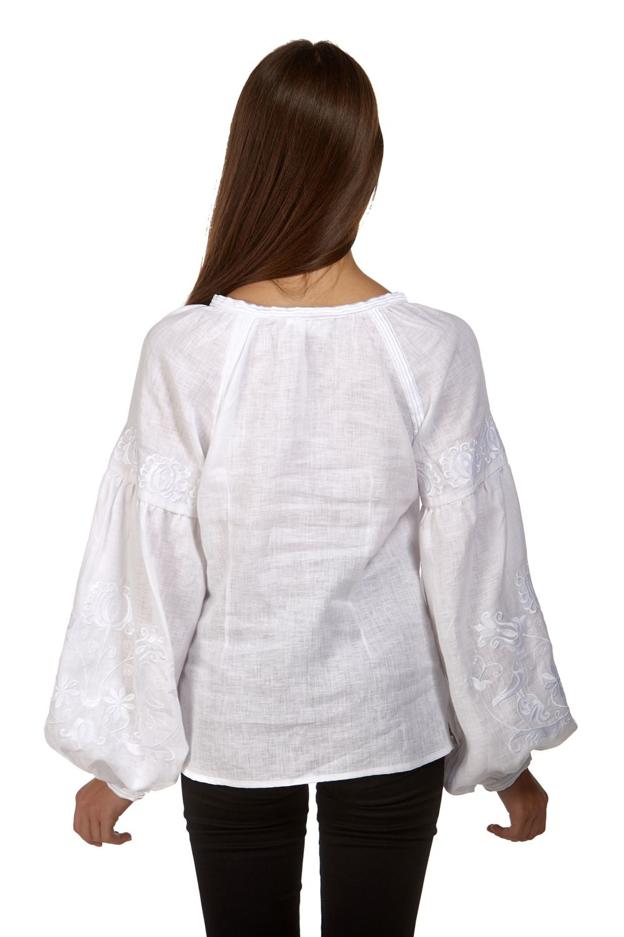 Women's white blouse, with white embroidery White