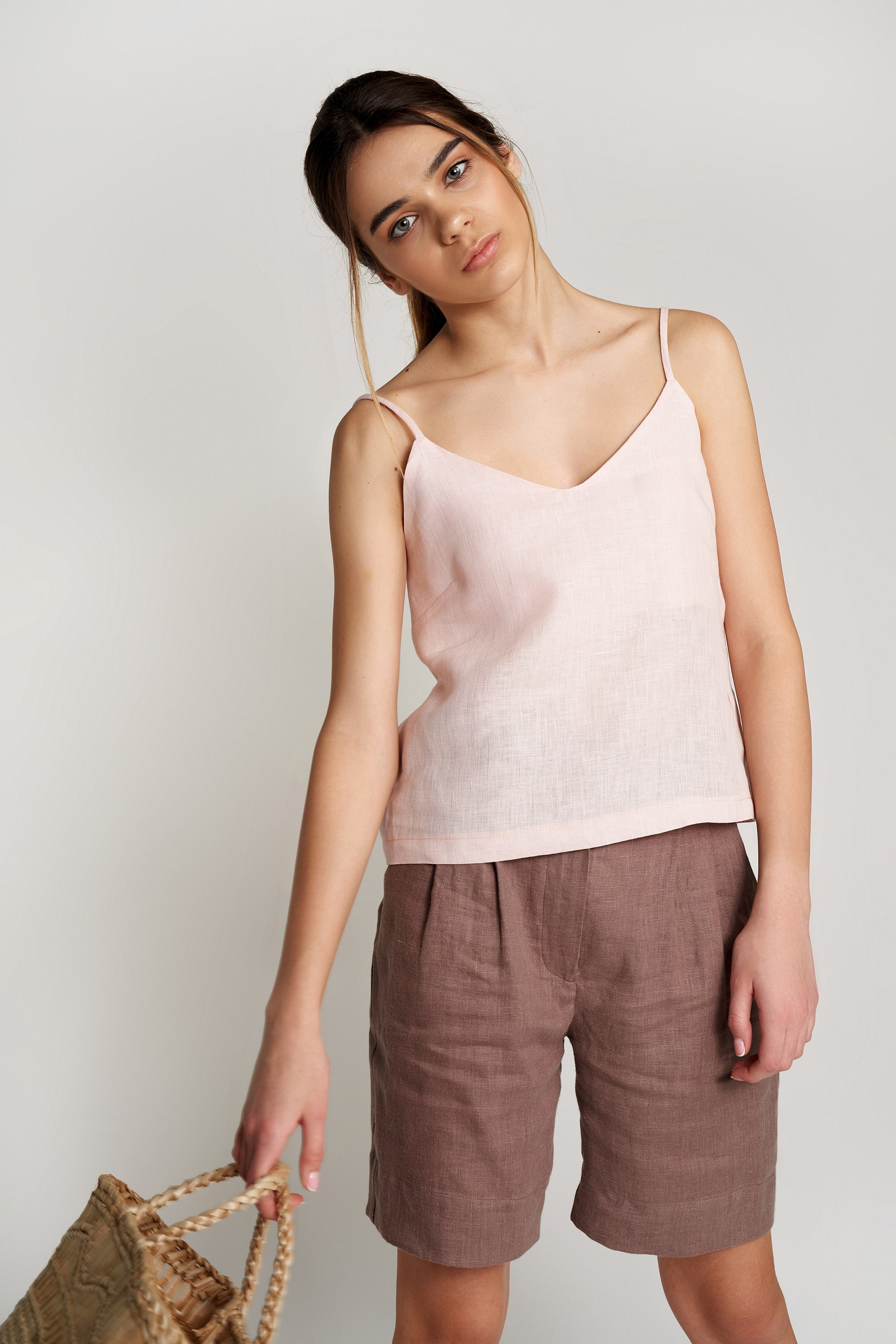 Women's pink T-shirt on straps | XS | 40-42