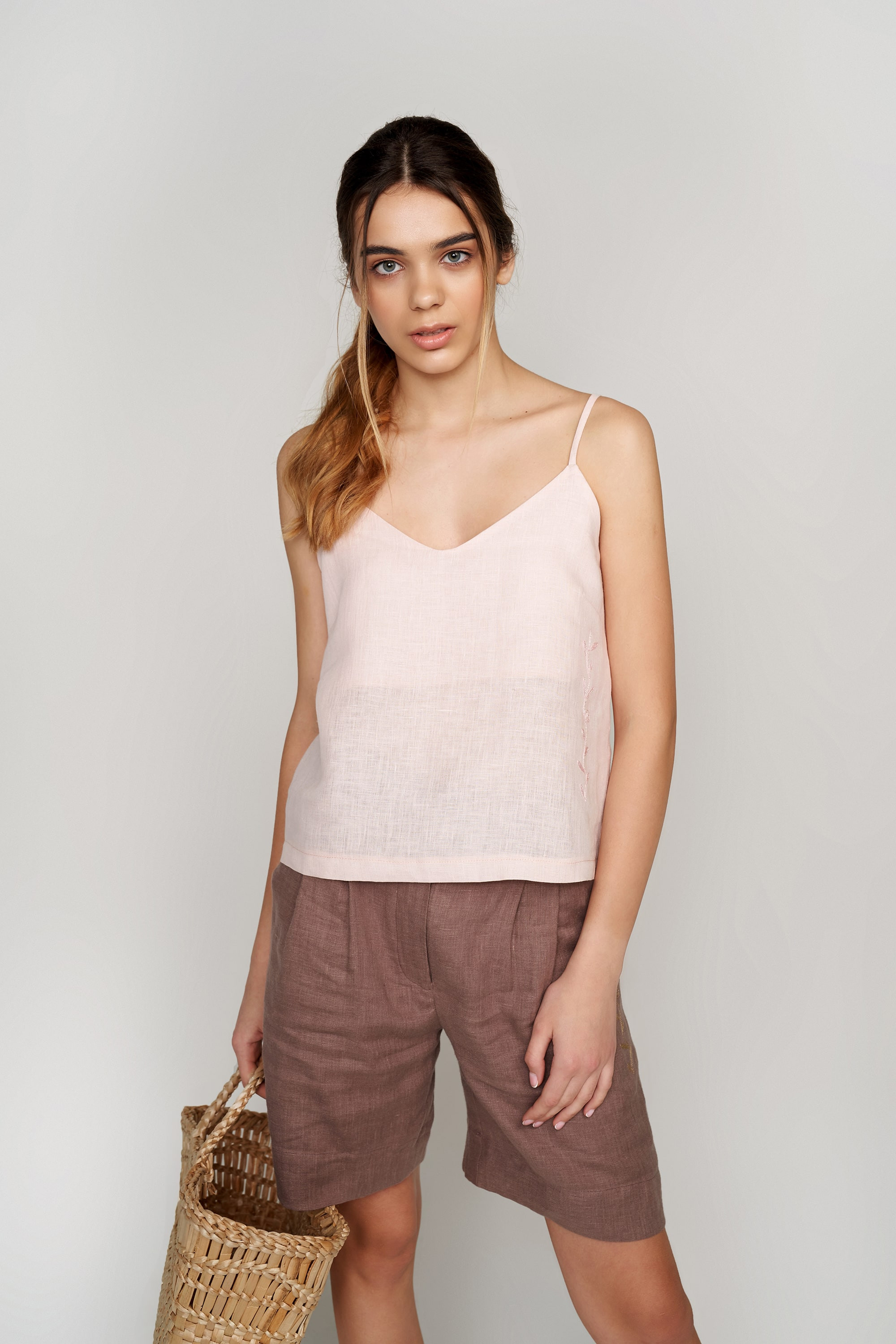 Women's pink T-shirt on straps