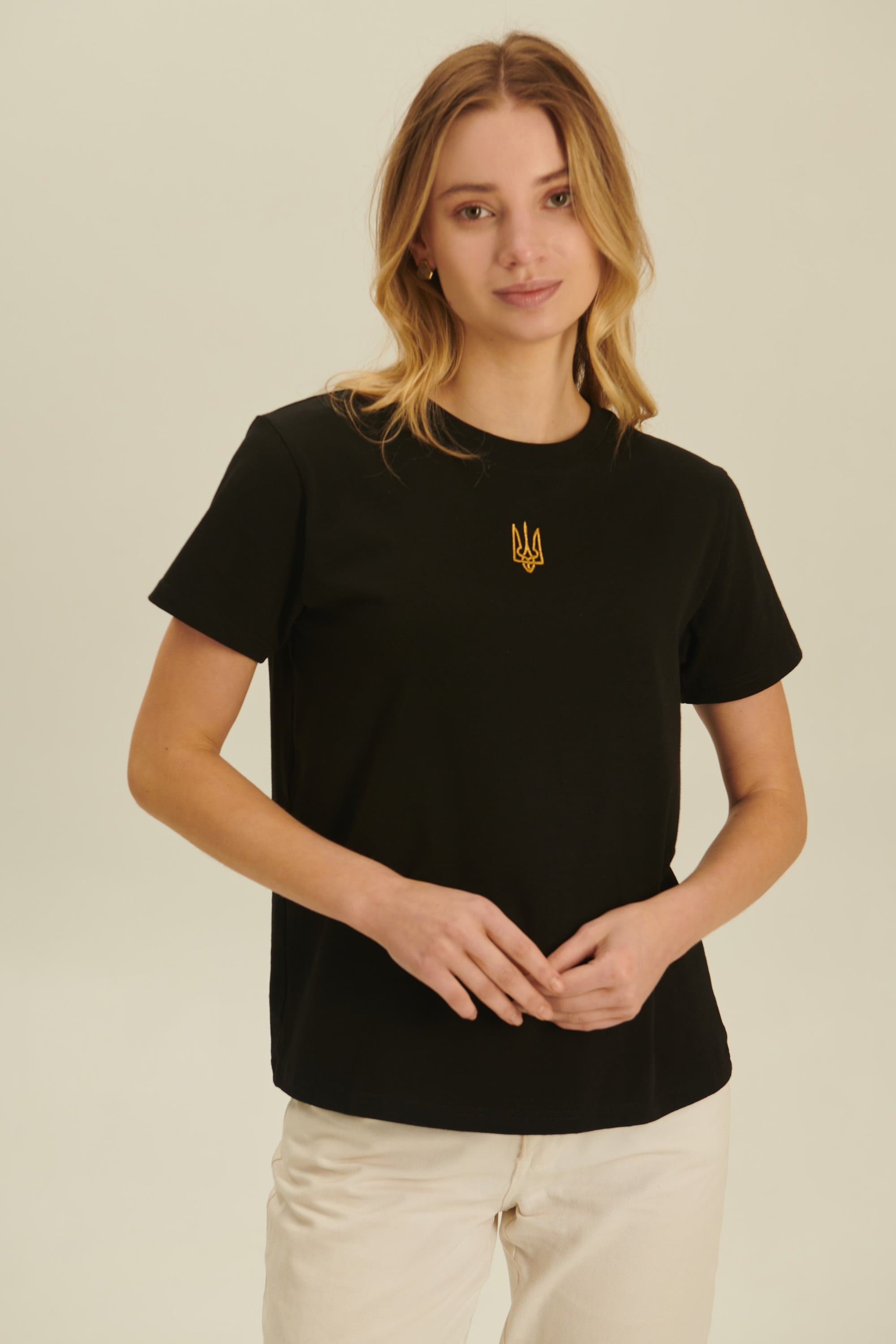 Women's embroidered T-shirt with the coat of arms of Ukraine 3