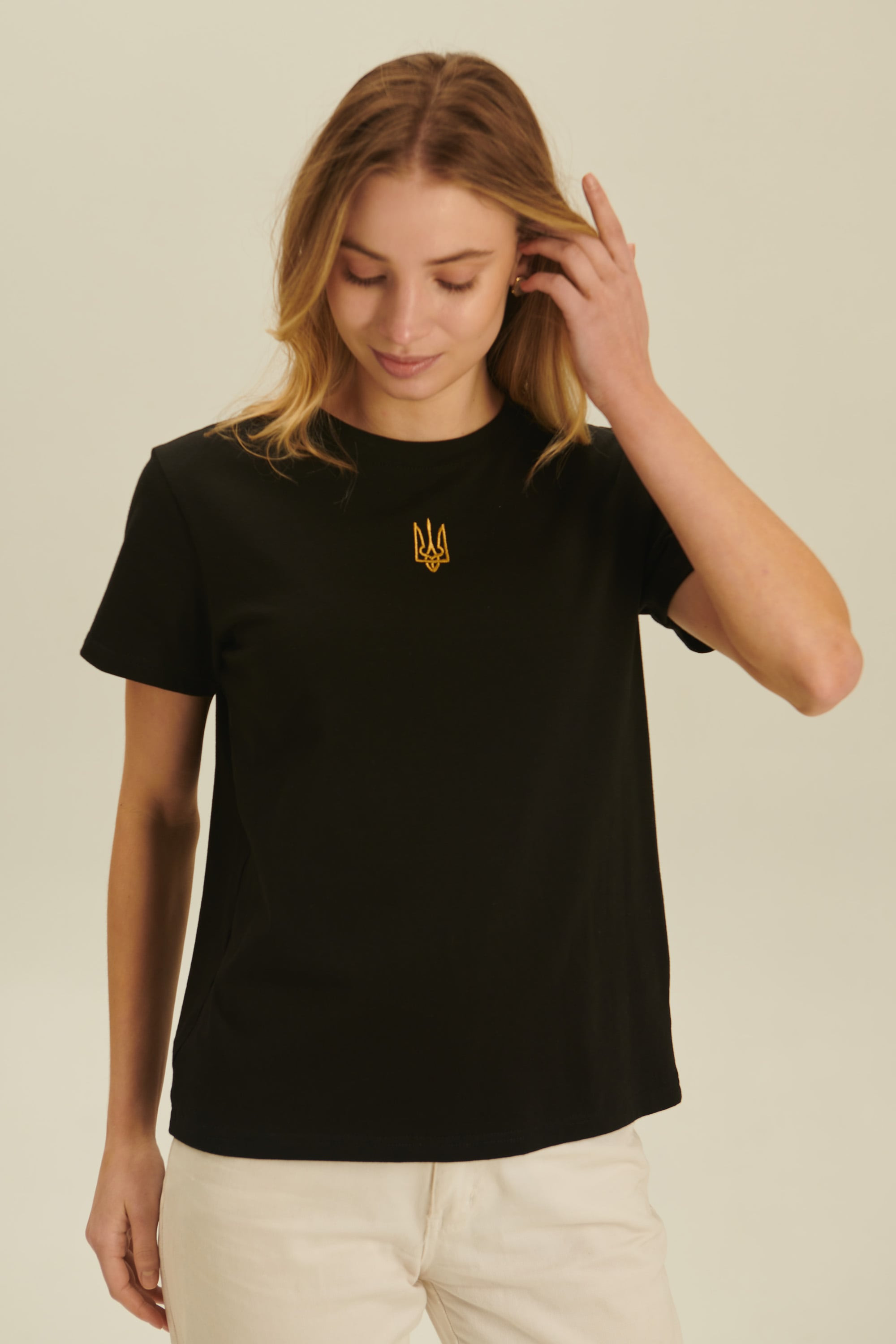 Women's embroidered T-shirt with the coat of arms of Ukraine 3