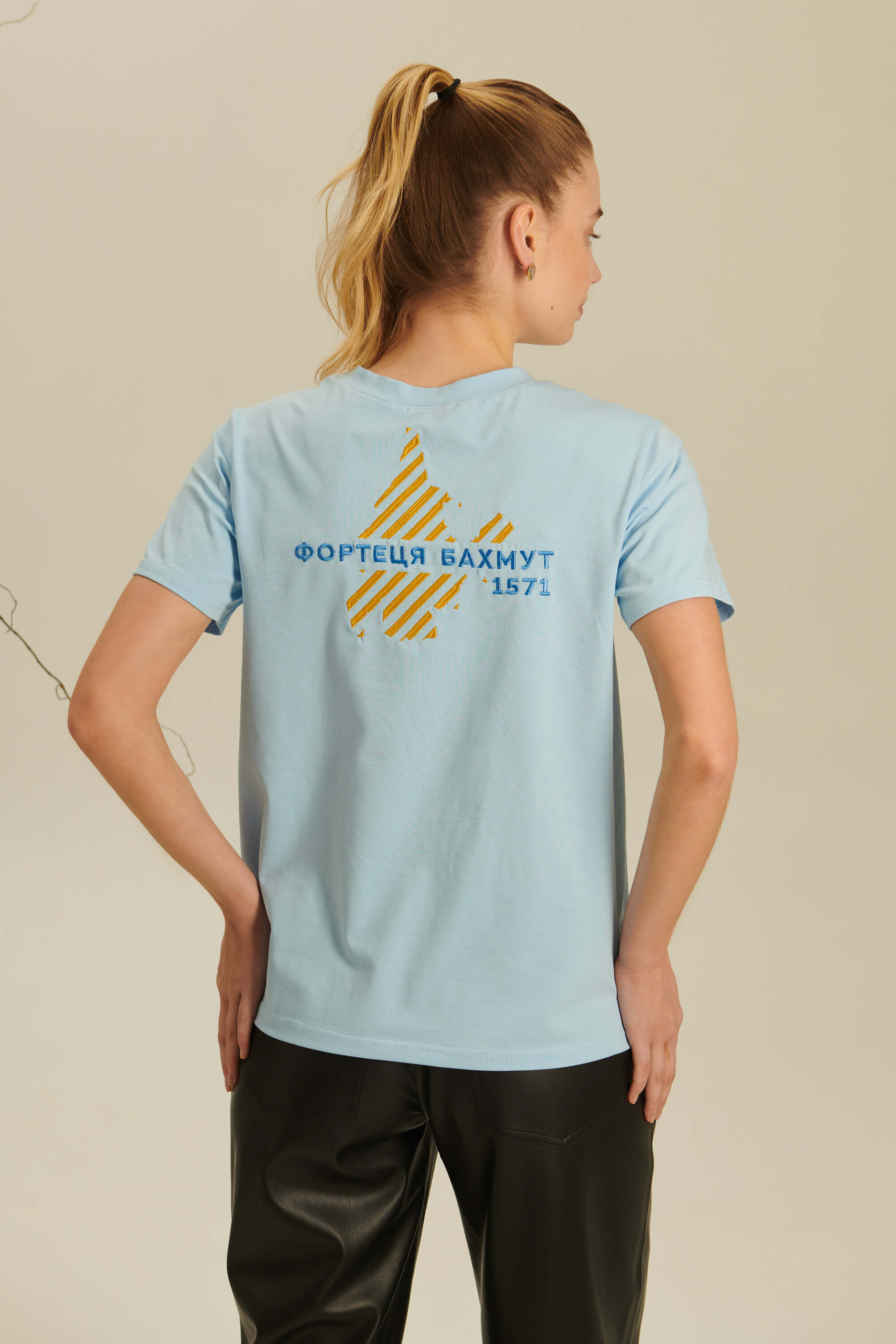 Woman embroidered T-shirt Fortress Bakhmut 1