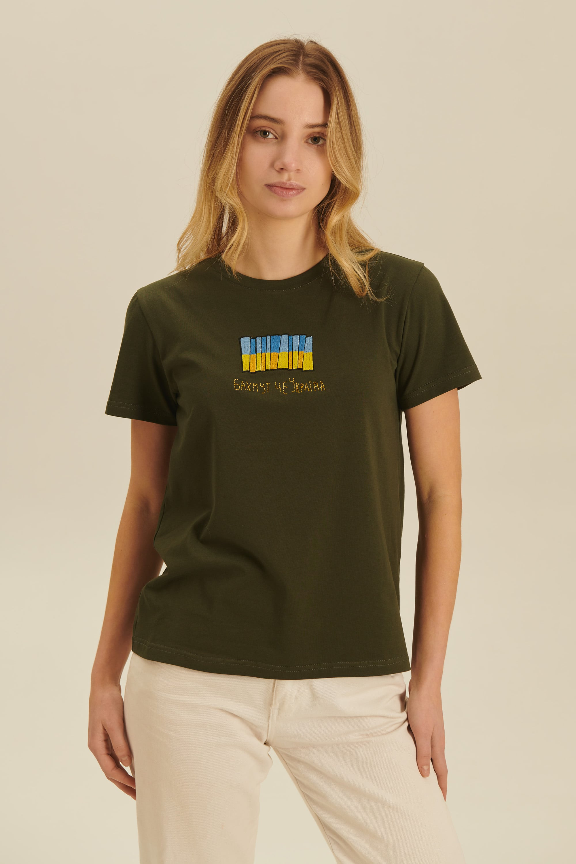 Woman embroidered T-shirt Fortress Bakhmut 1