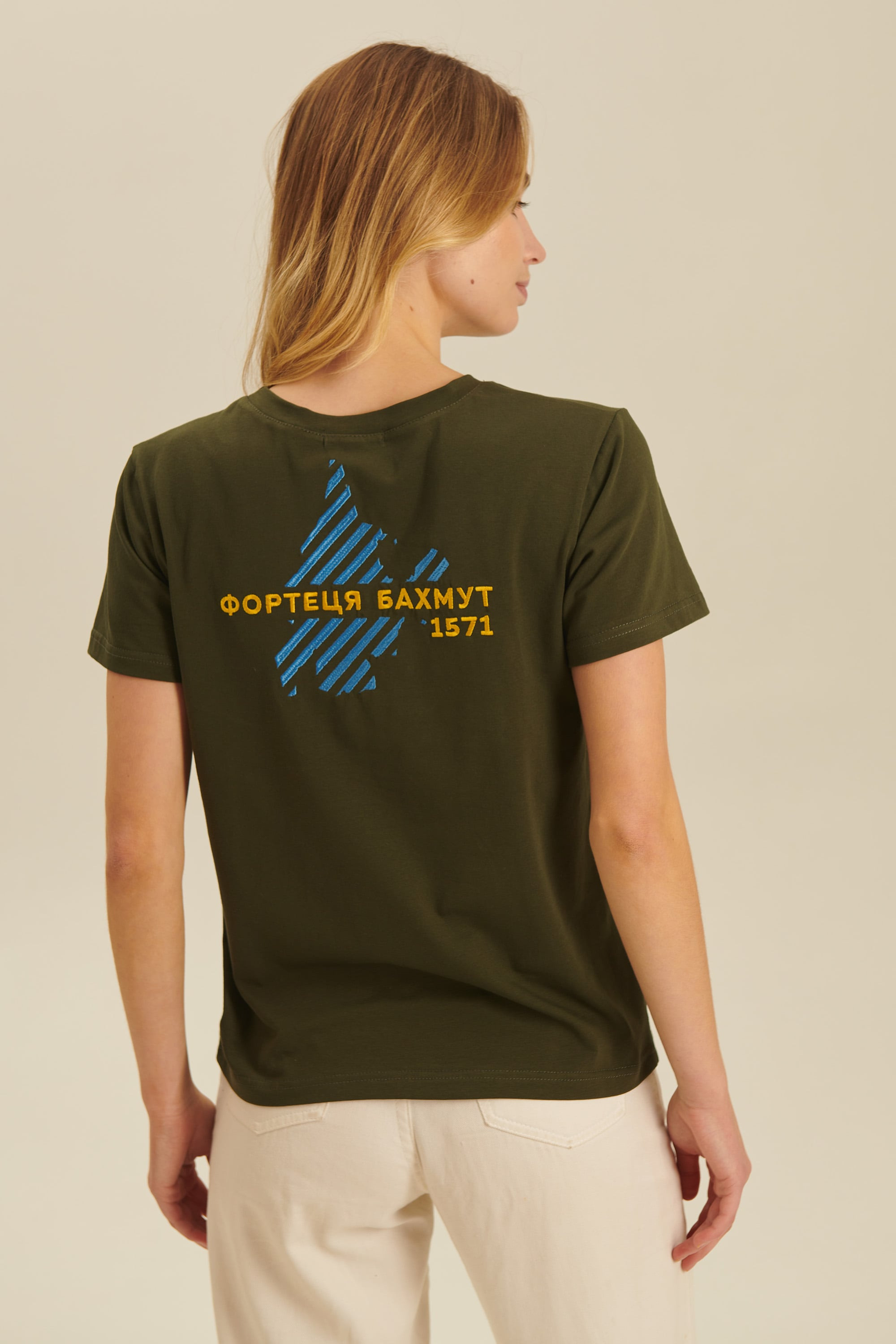 Woman embroidered T-shirt Fortress Bakhmut 1