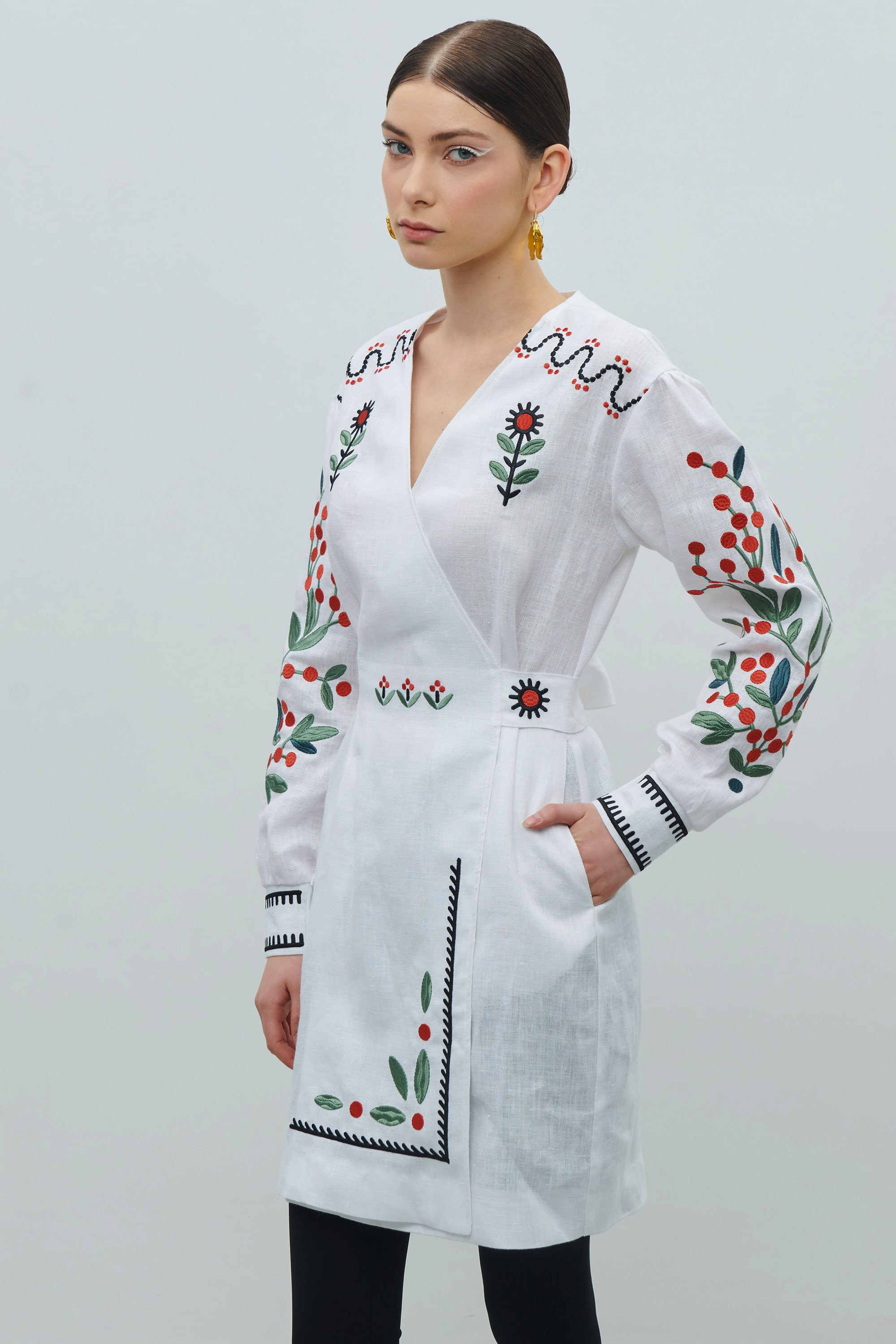 Short embroidered cloth of Maria Primachenko's creativity Spring | S | 42-44