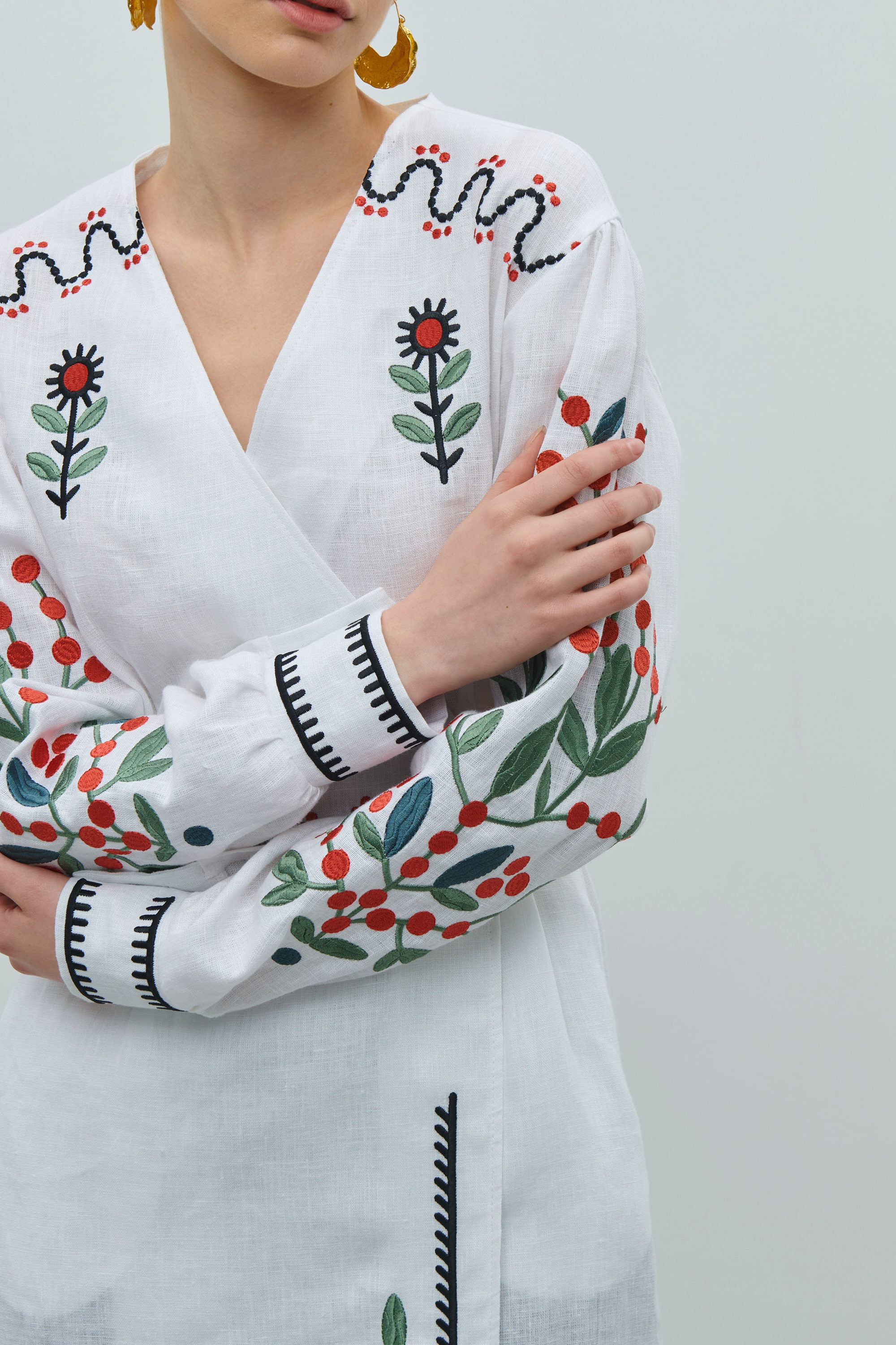 Short embroidered cloth of Maria Primachenko's creativity Spring | S | 42-44