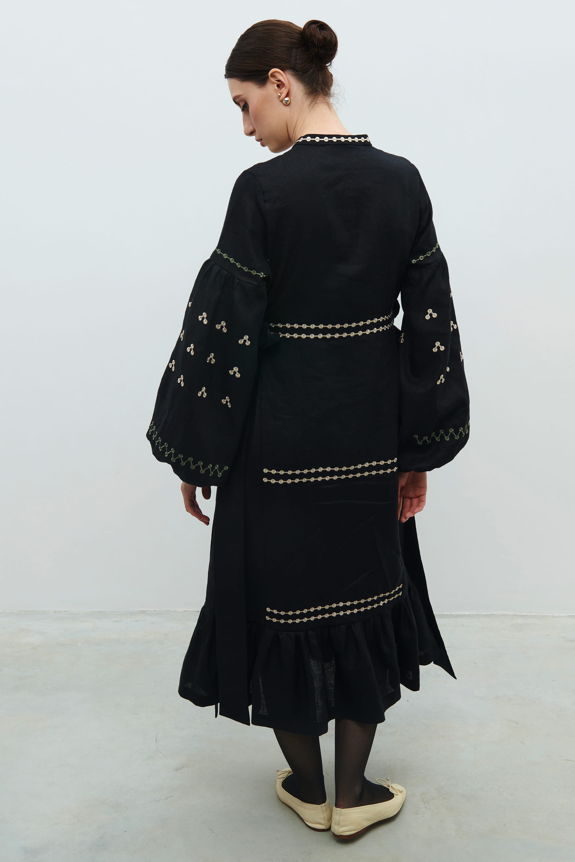 Embroidered black dress. The flourishing of Maria Prymachenko's work | S | 42-44