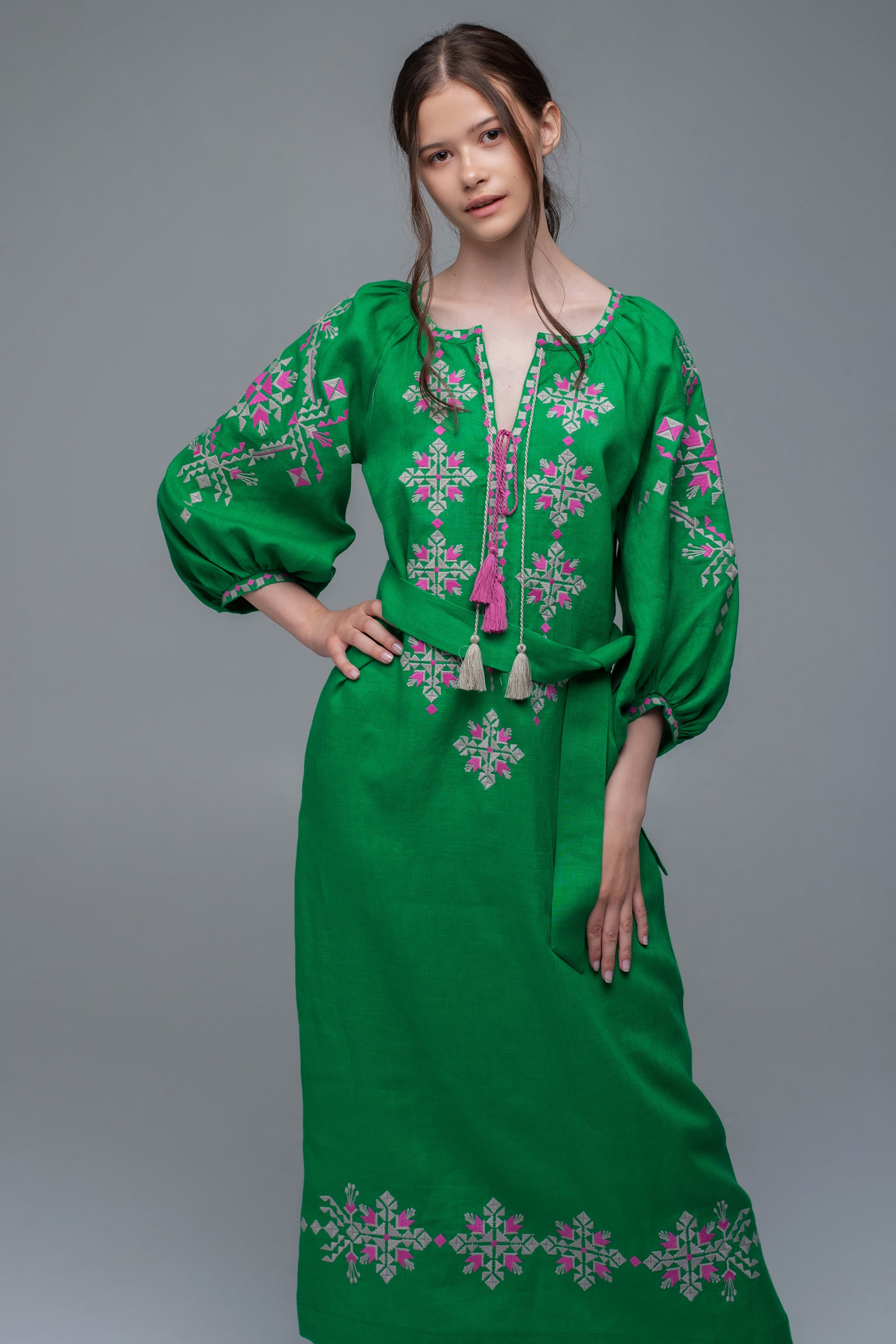 Women's embroidered dress Green Women's embroidered dress Green