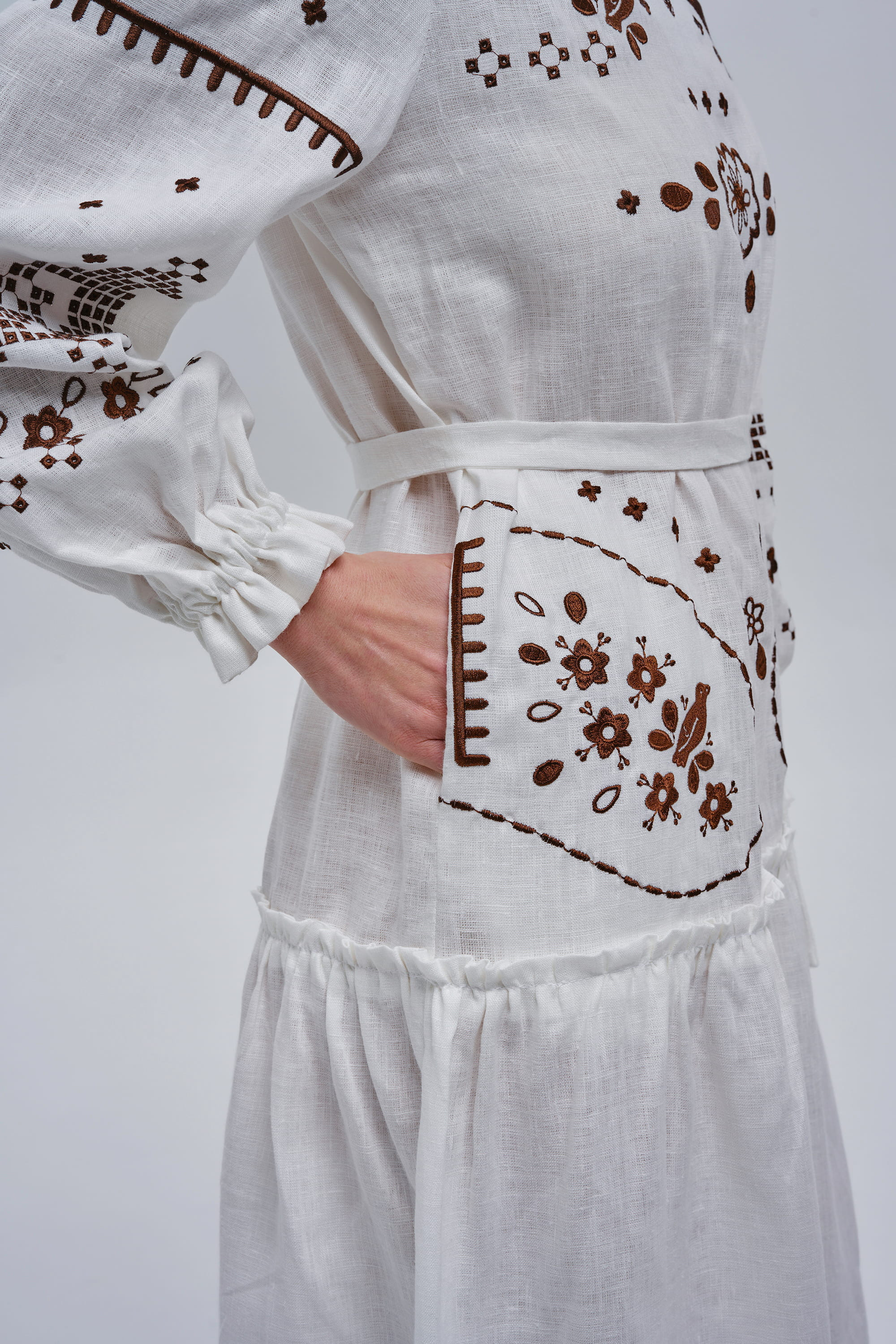 Embroidered white linen dress My Love | XS | 40-42