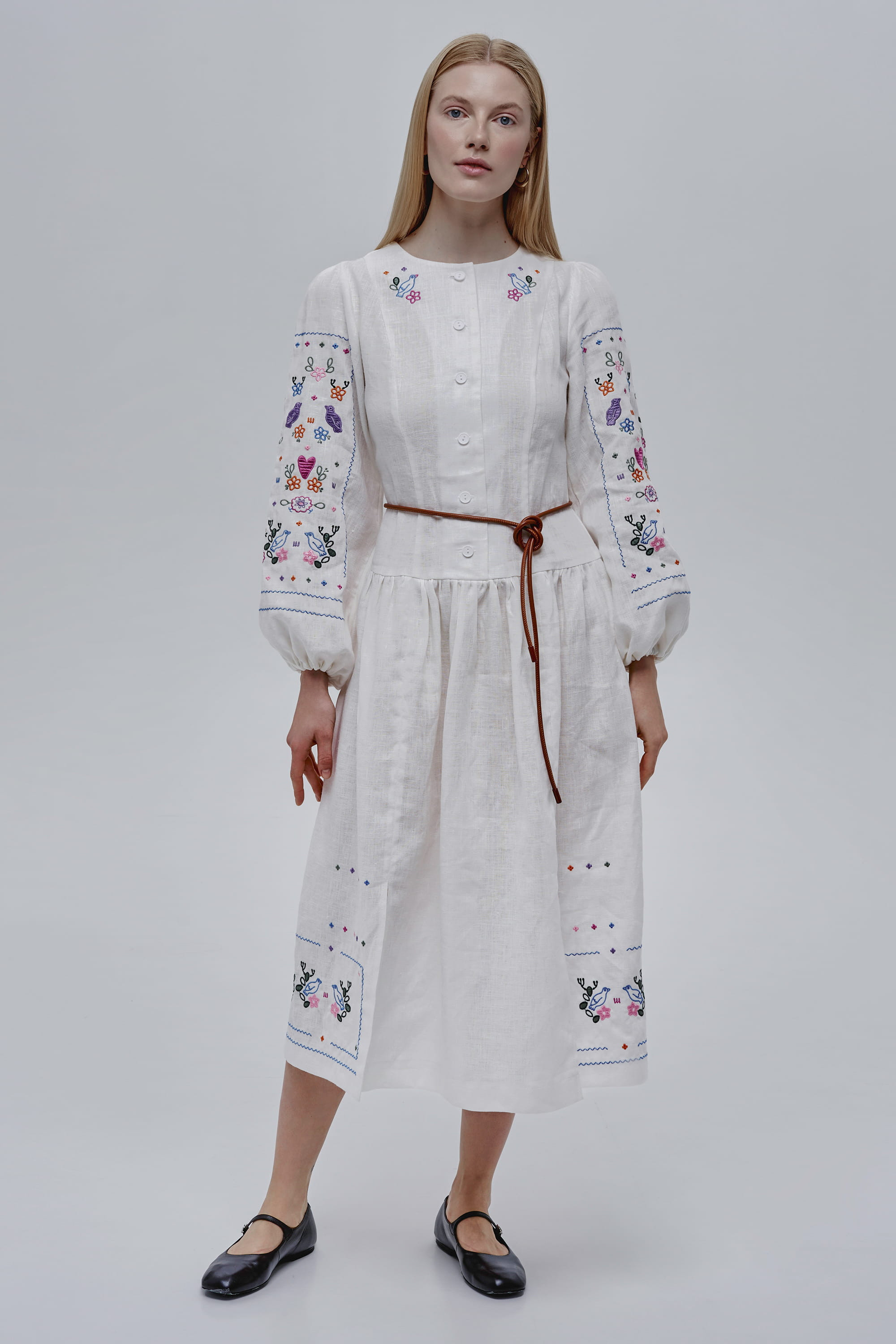 White Guli-Guli Embroidered Shirt and Dress Set