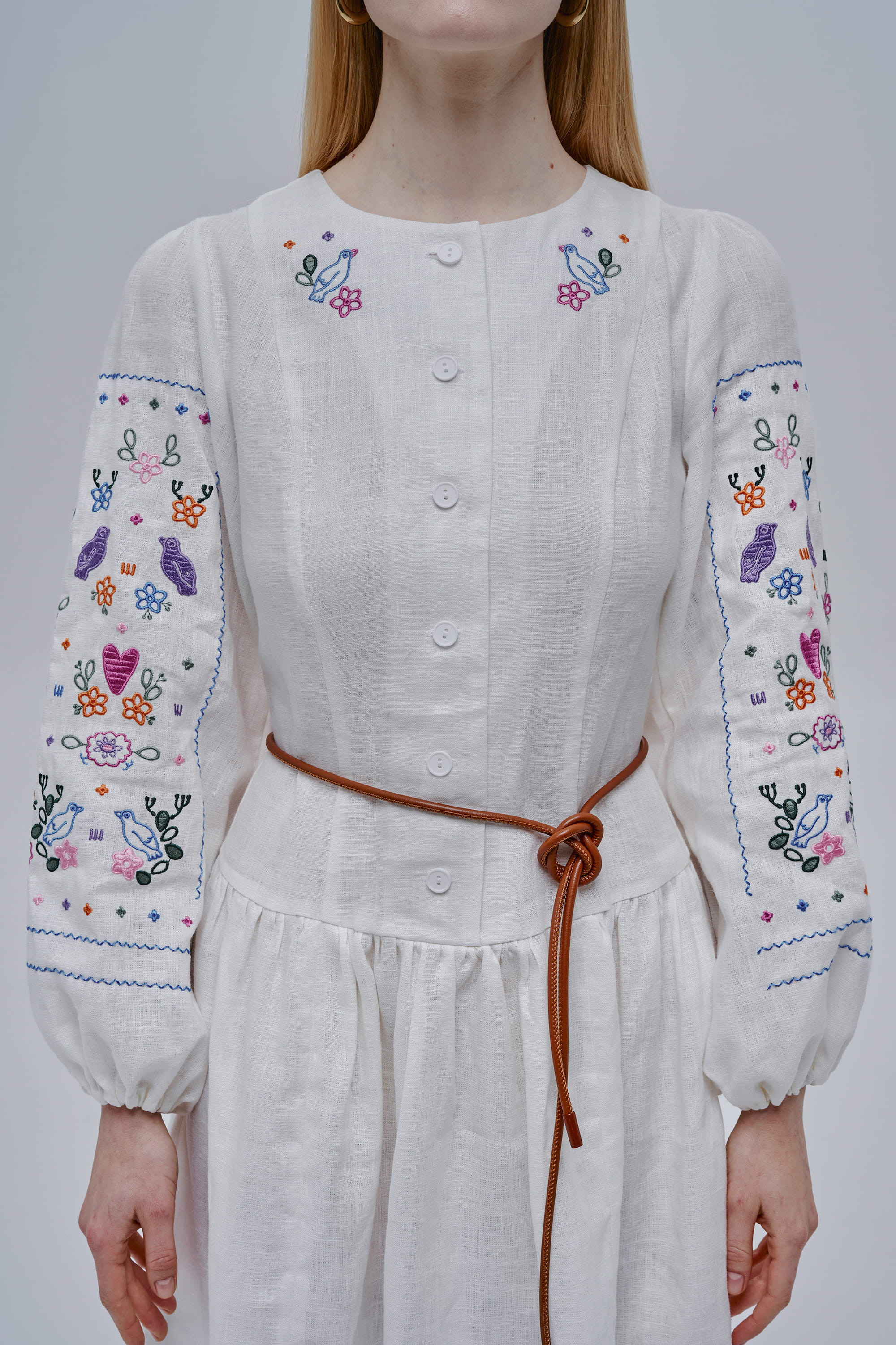 Embroidered white dress Serdenko | XS | 40-42