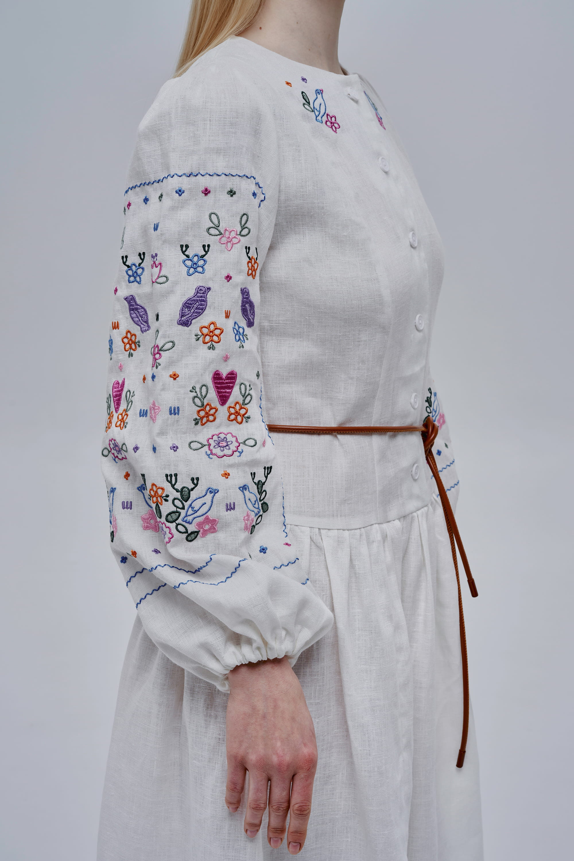 Embroidered white dress Serdenko | XS | 40-42