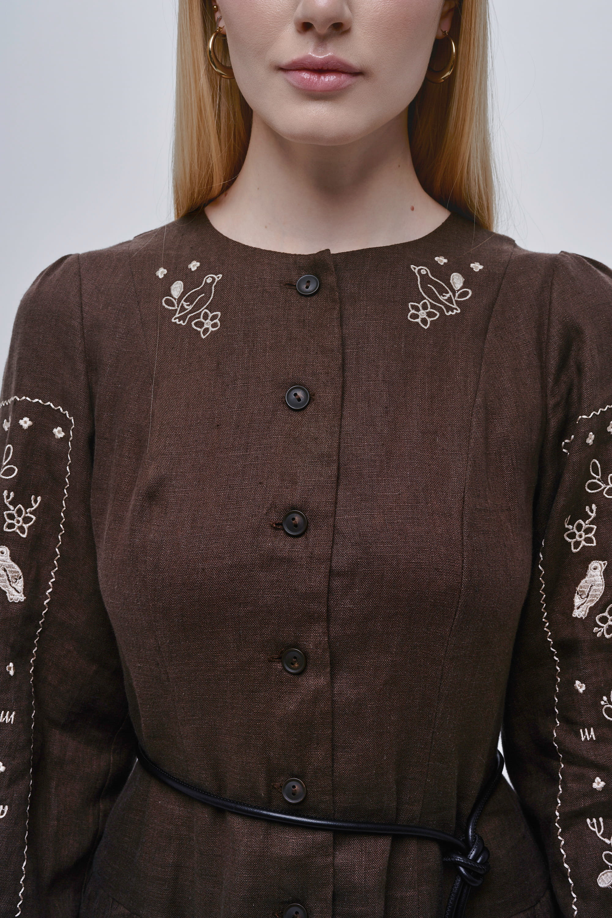 Embroidered brown dress Serdenko | XS | 40-42