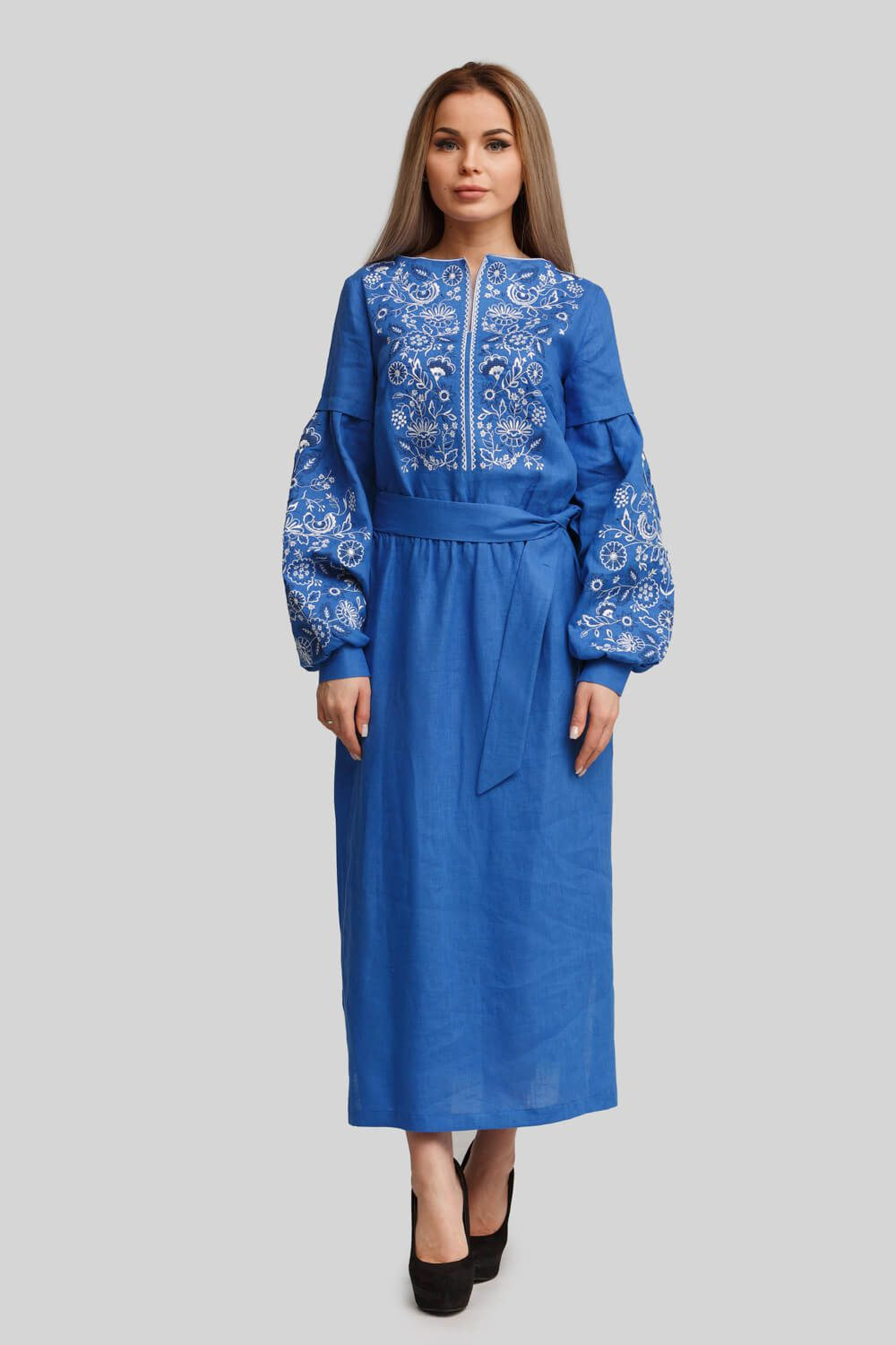 Women's embroidered dress Blue