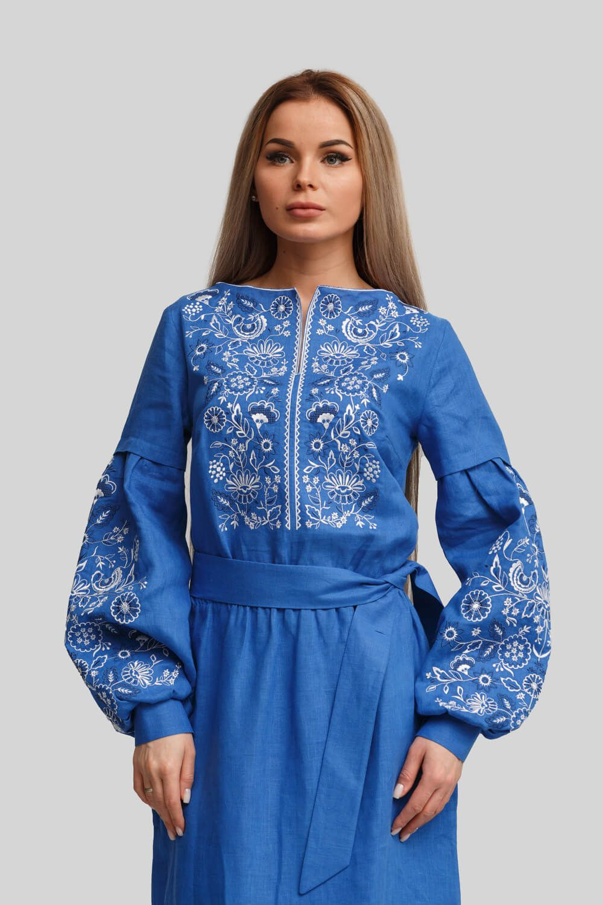Women's embroidered dress Blue
