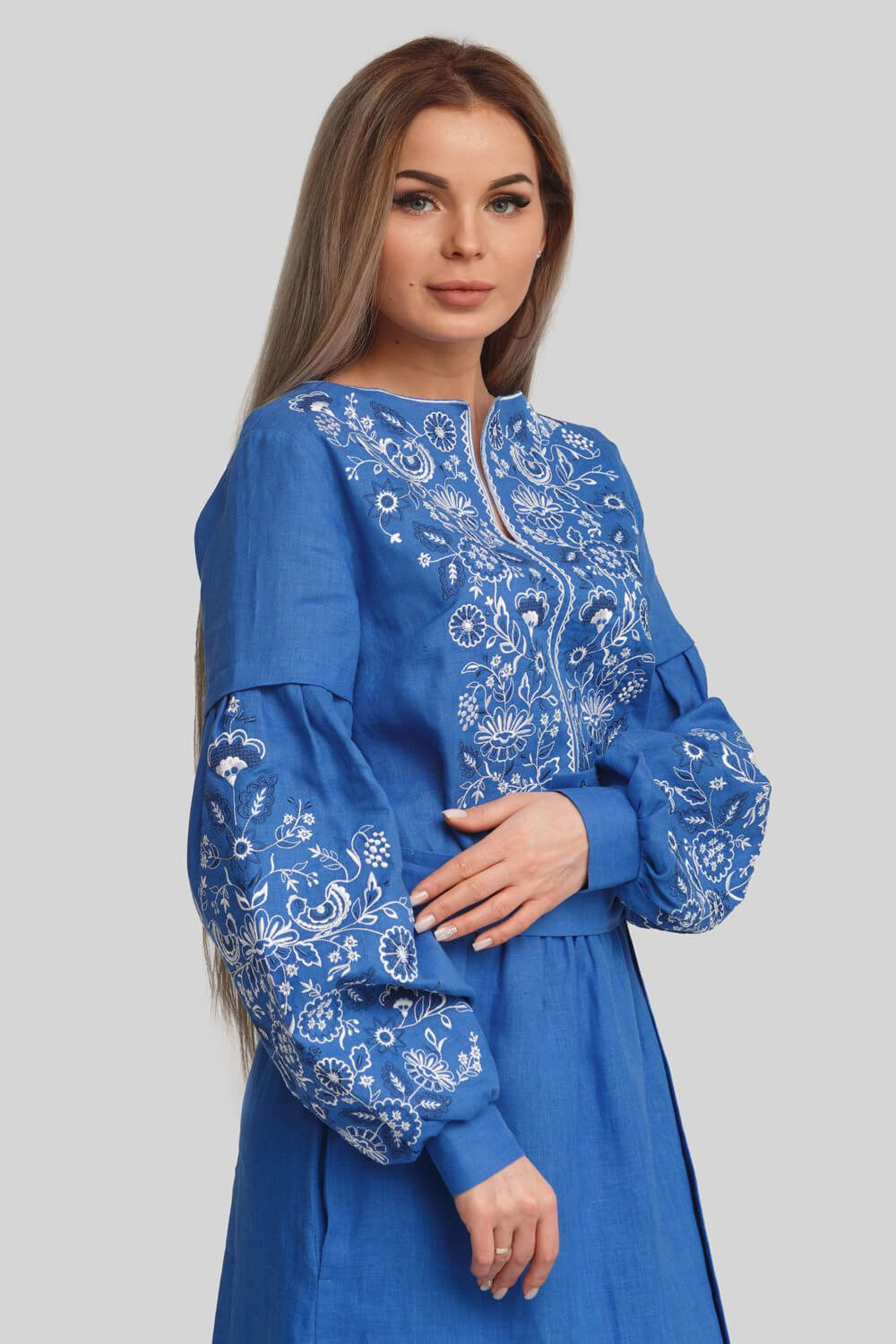 Women's embroidered dress Blue | 42