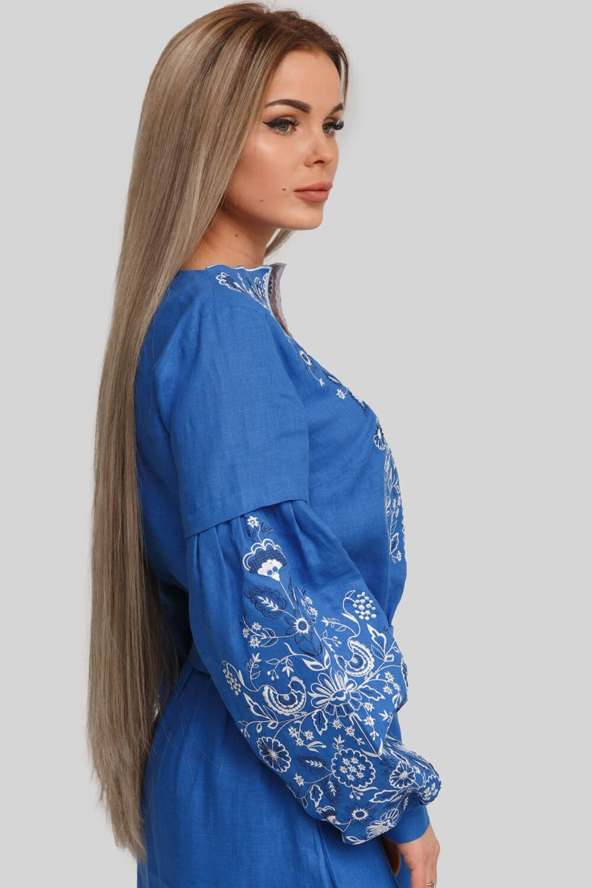 Women's embroidered dress Blue | 42