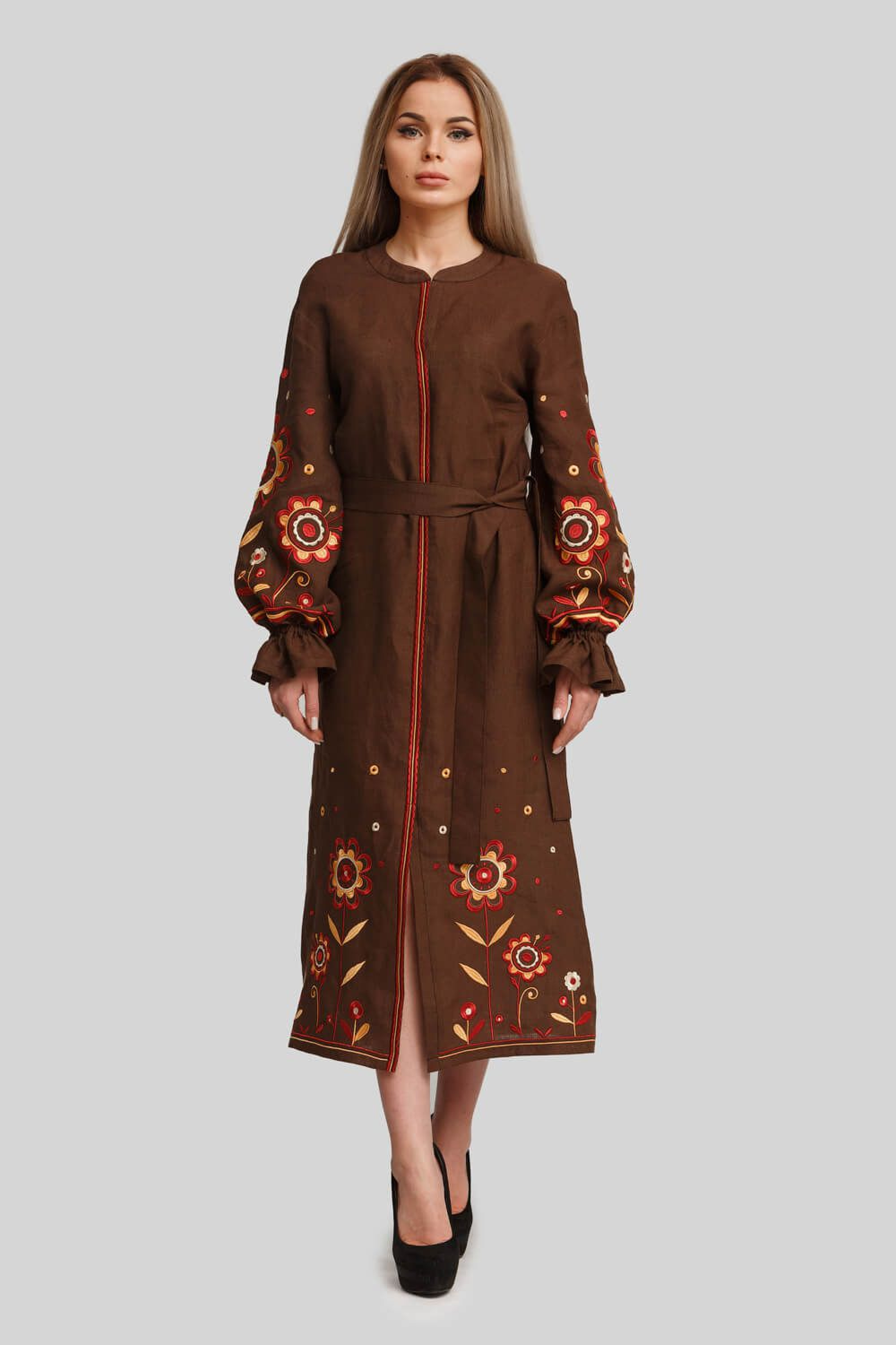 Жіноча вишита сукня Brown 1