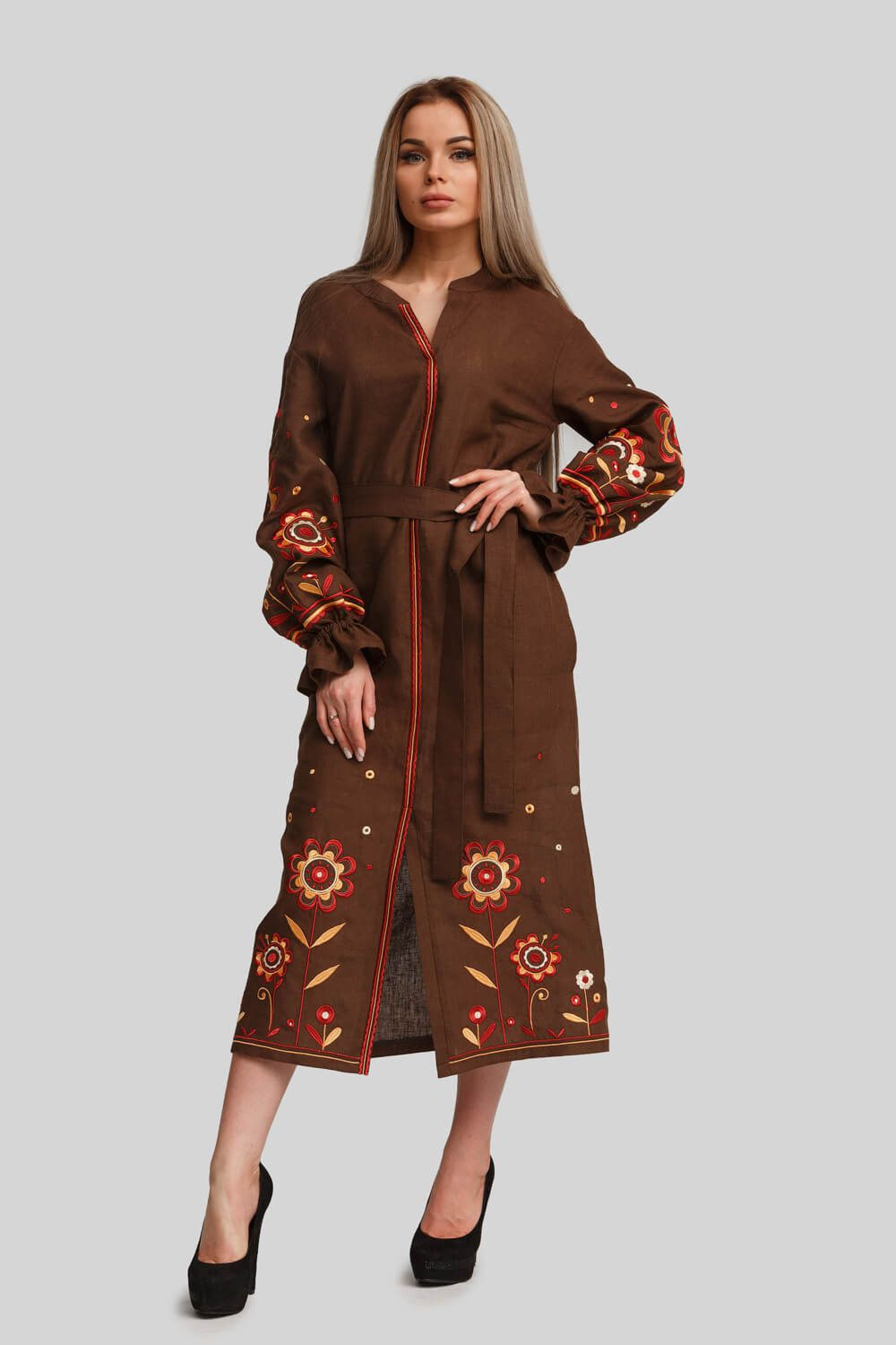 Жіноча вишита сукня Brown 1