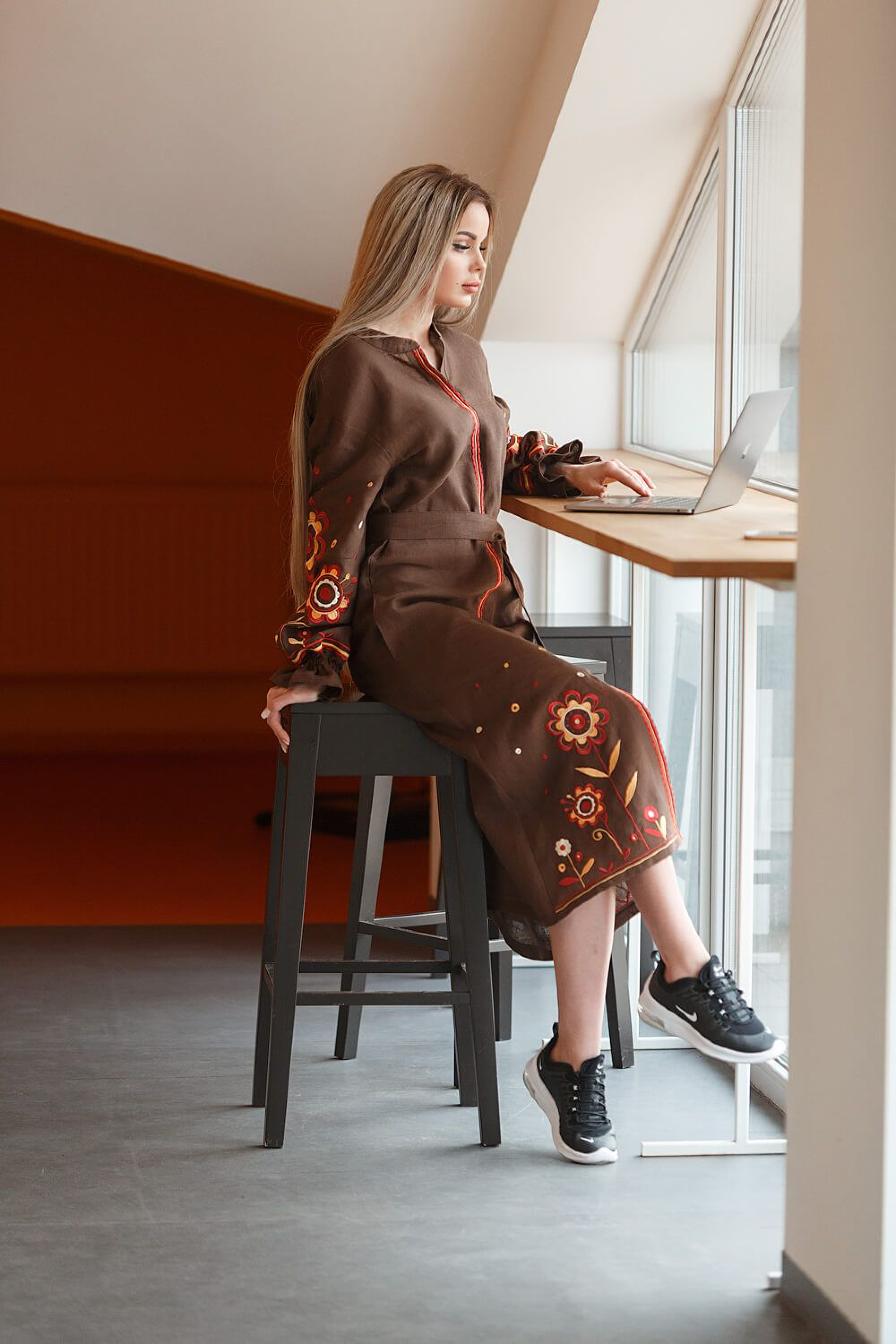 Жіноча вишита сукня Brown 1
