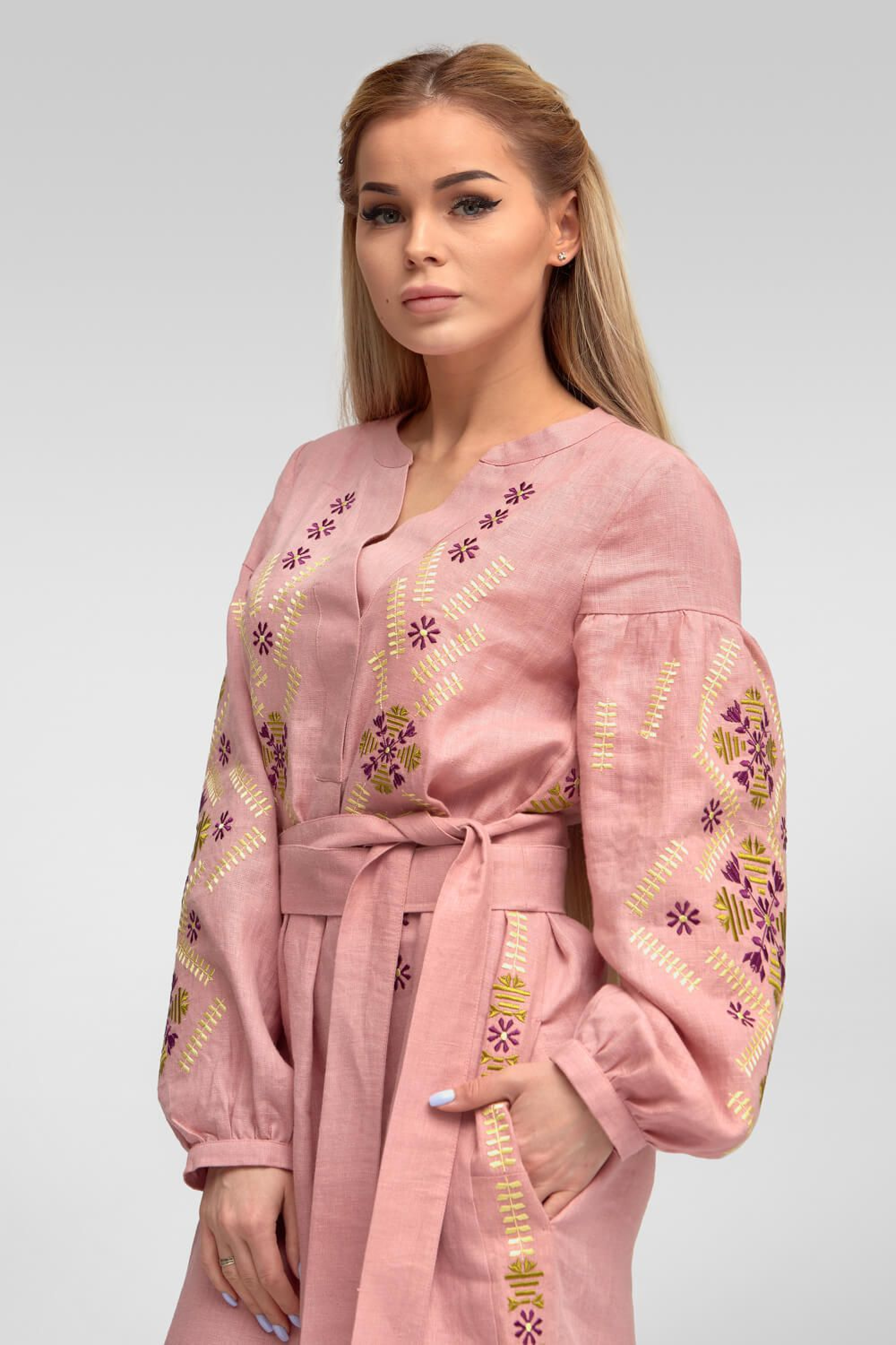 Жіноча вишита сукня Amaranth Pink | L | 48