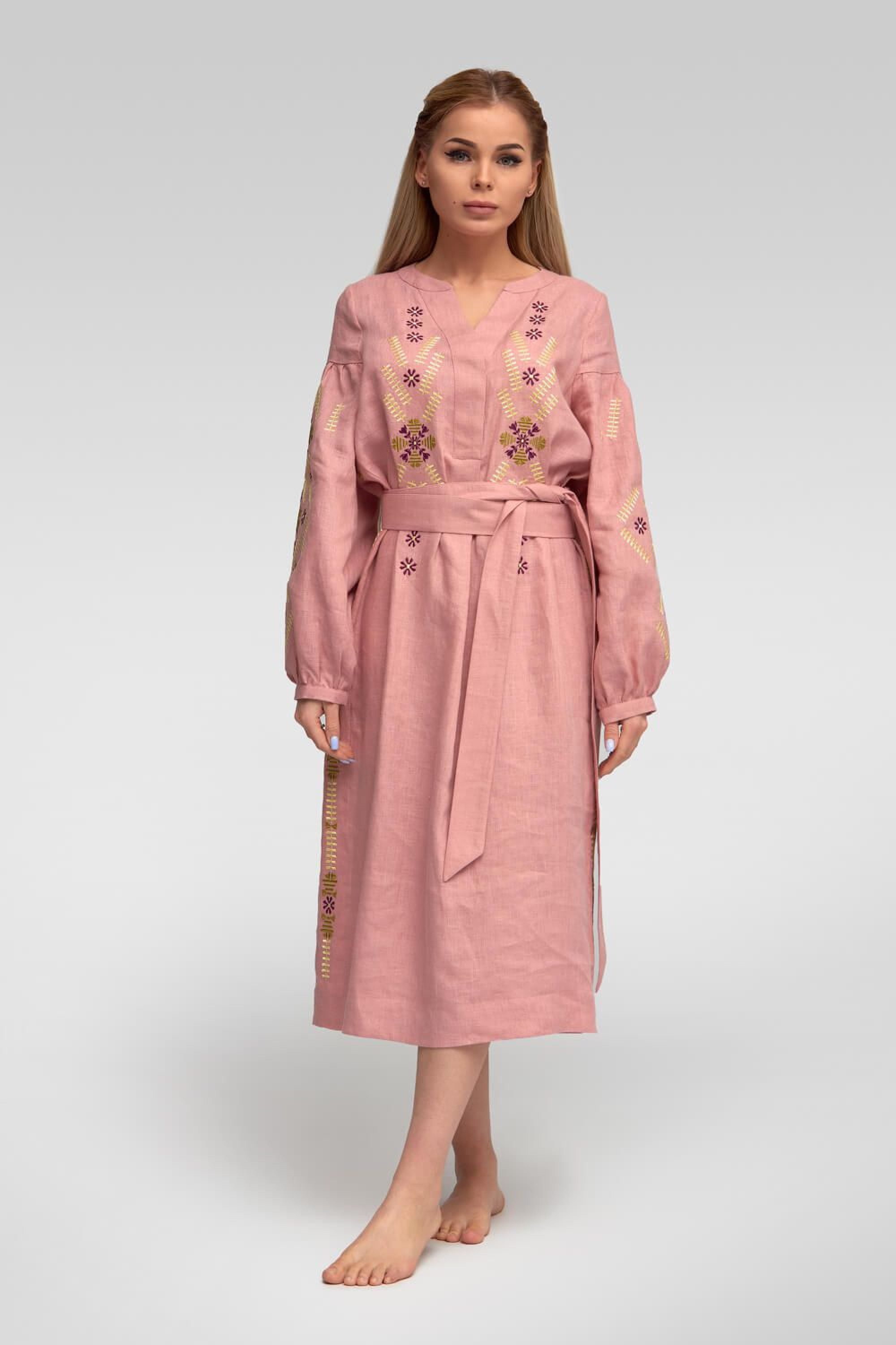 Жіноча вишита сукня Amaranth Pink | L | 48