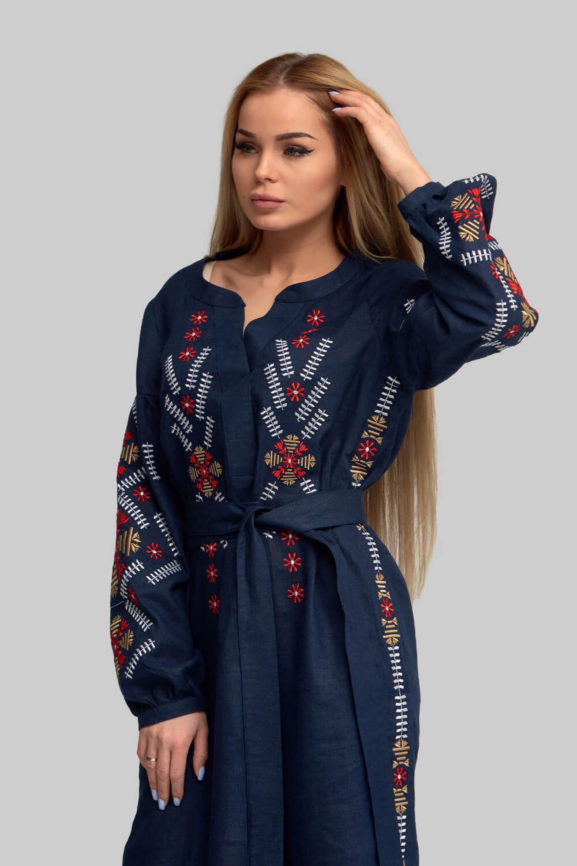 Women's embroidered dress Navy Blue 3