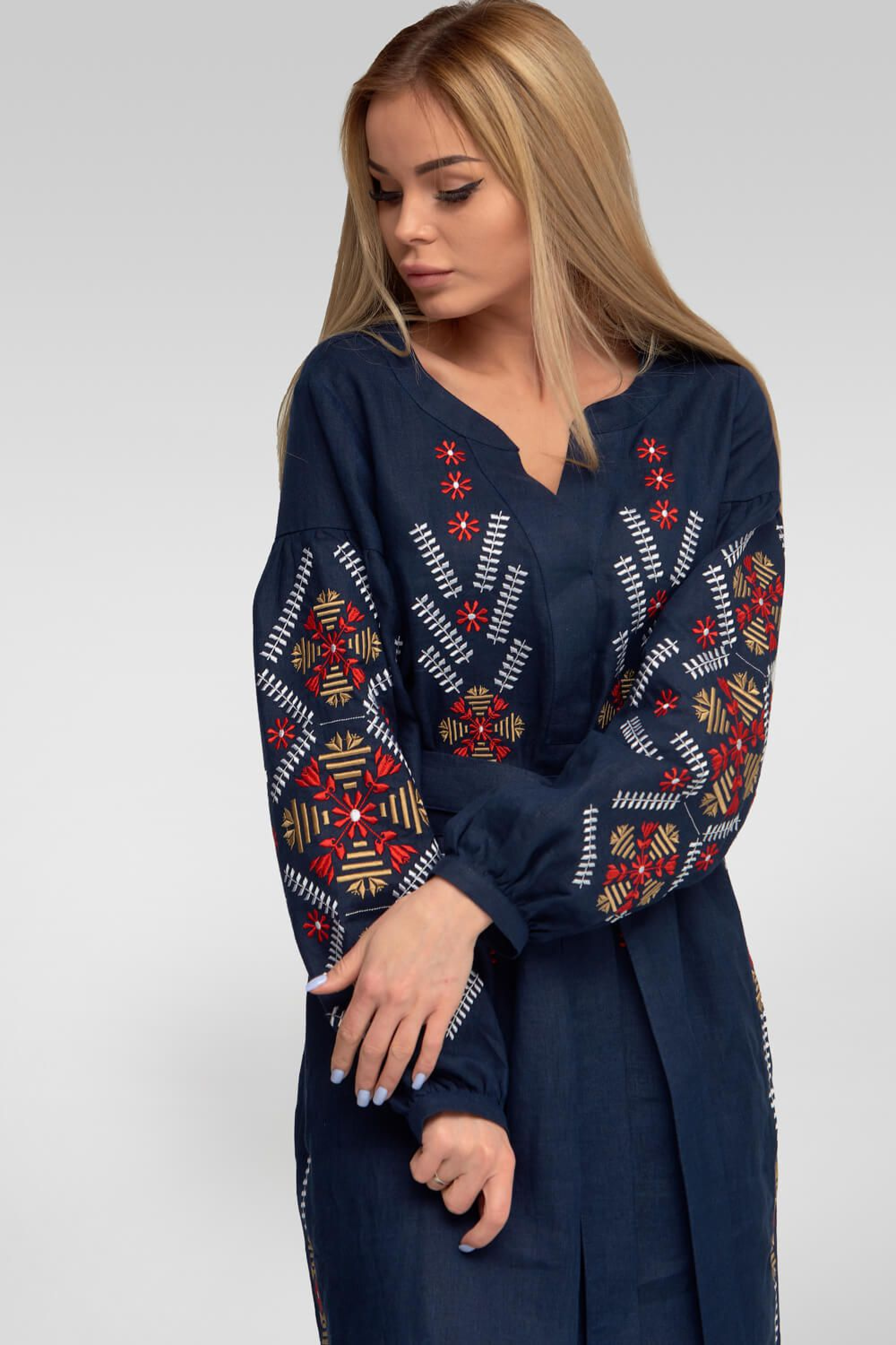 Women's embroidered dress Navy Blue 3