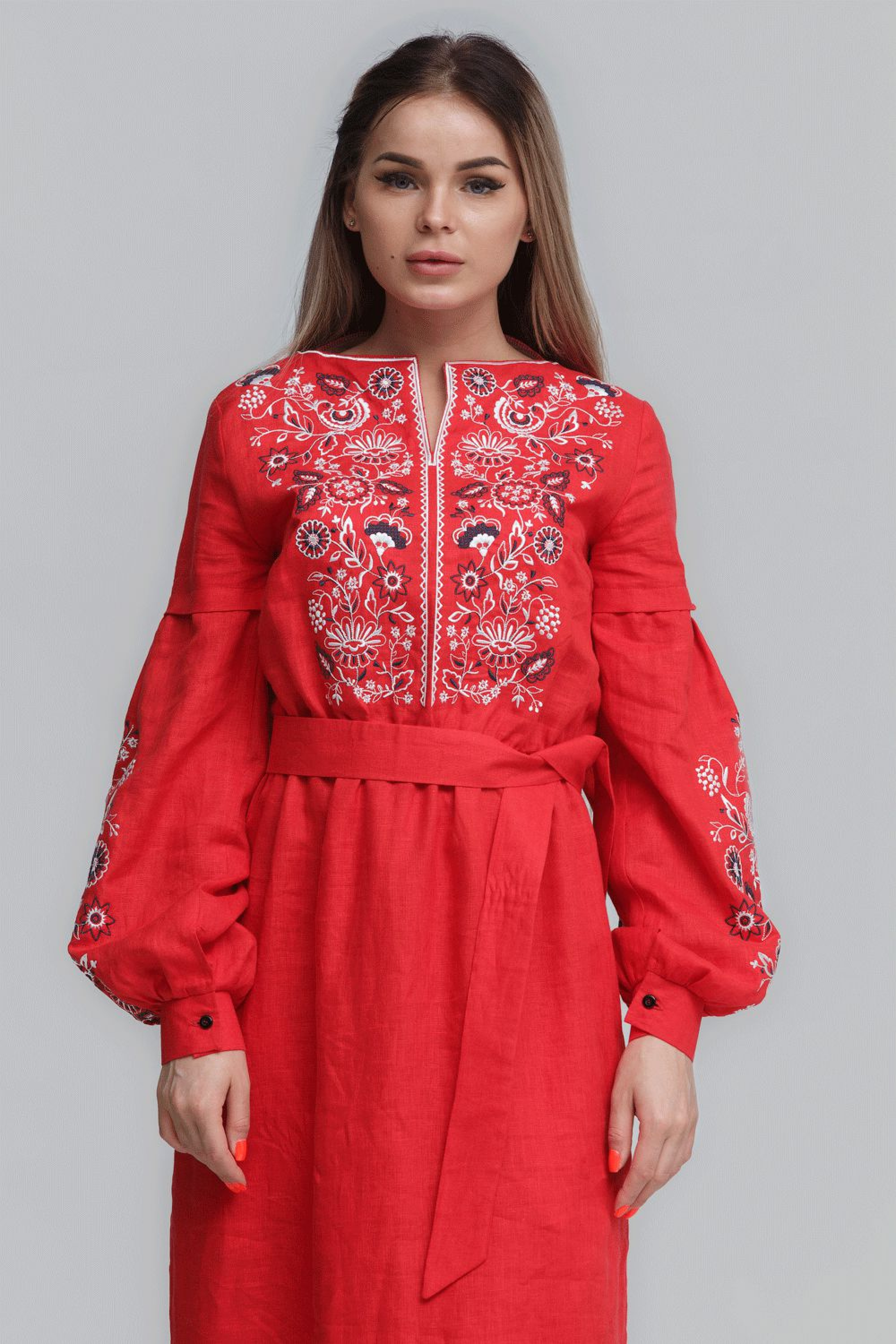 Women's embroidered dress Red