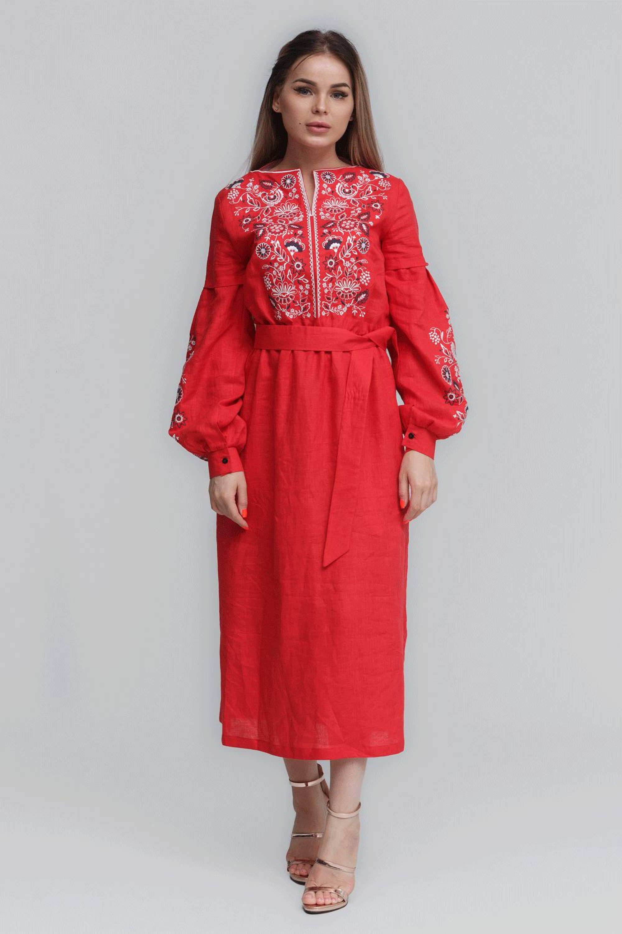Women's embroidered dress Red