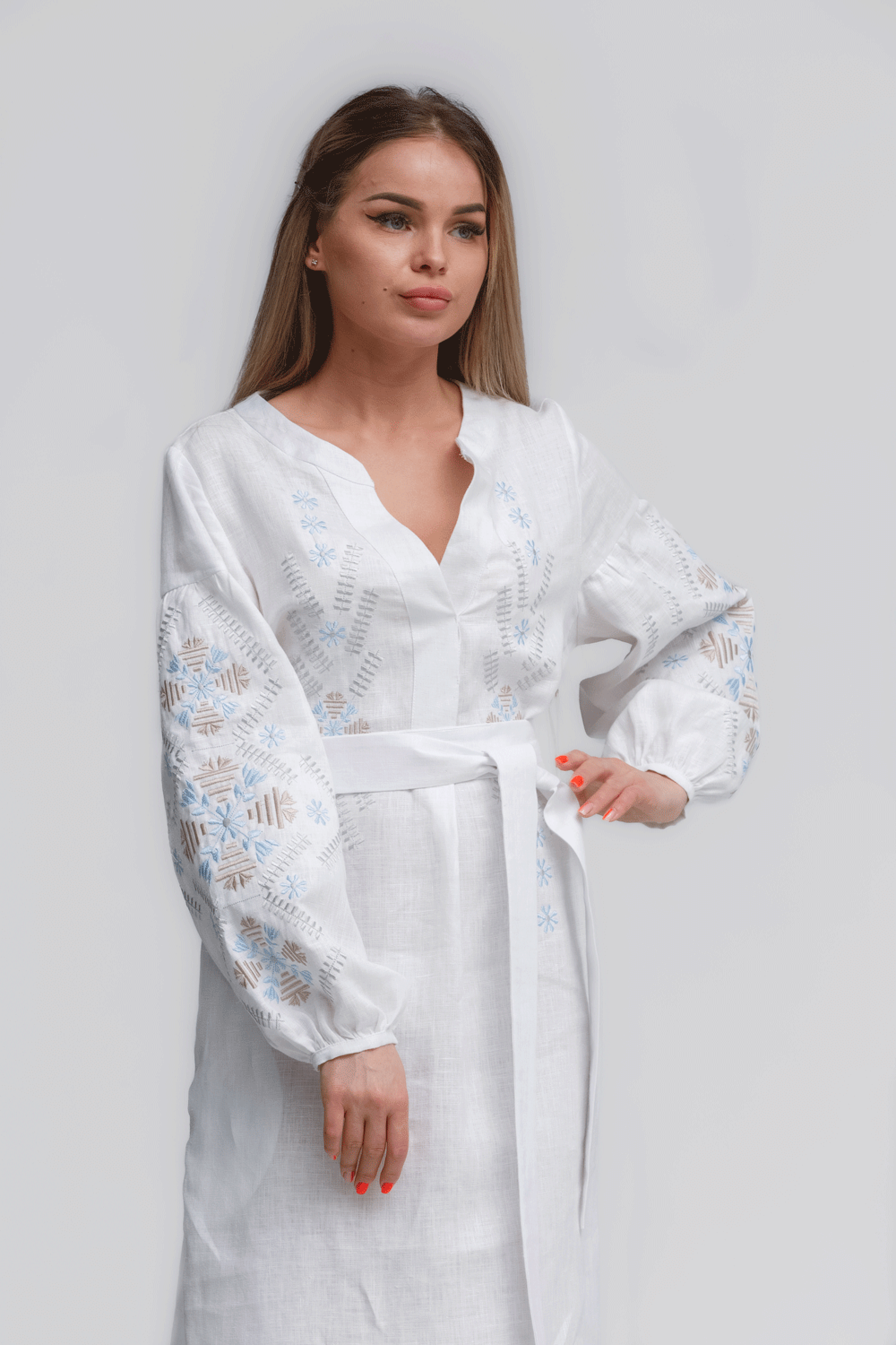 Women's embroidered dress White Trinity | XS | 40-42