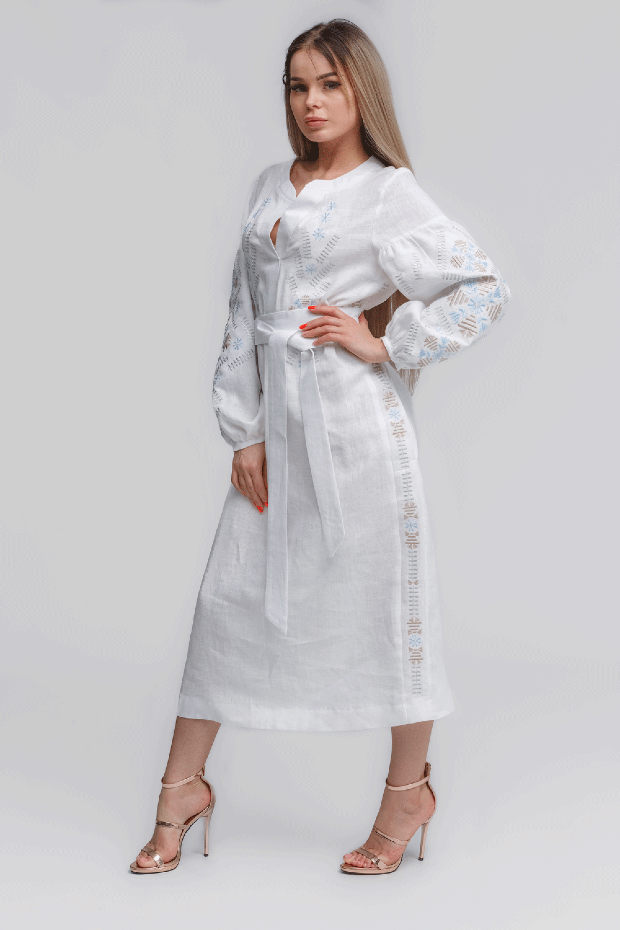 Women's embroidered dress White Trinity | XS | 40-42