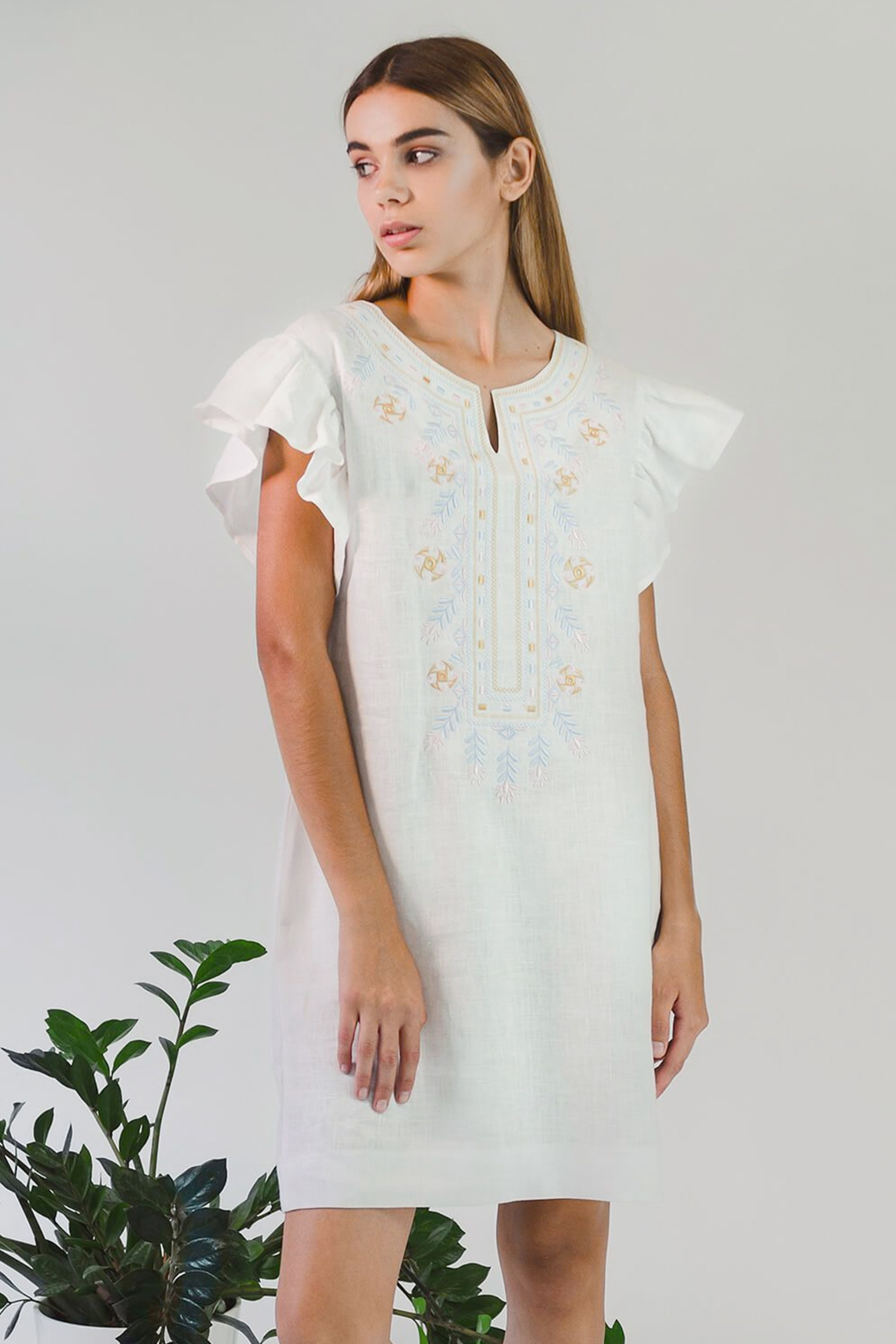 Women's embroidered dress White 2