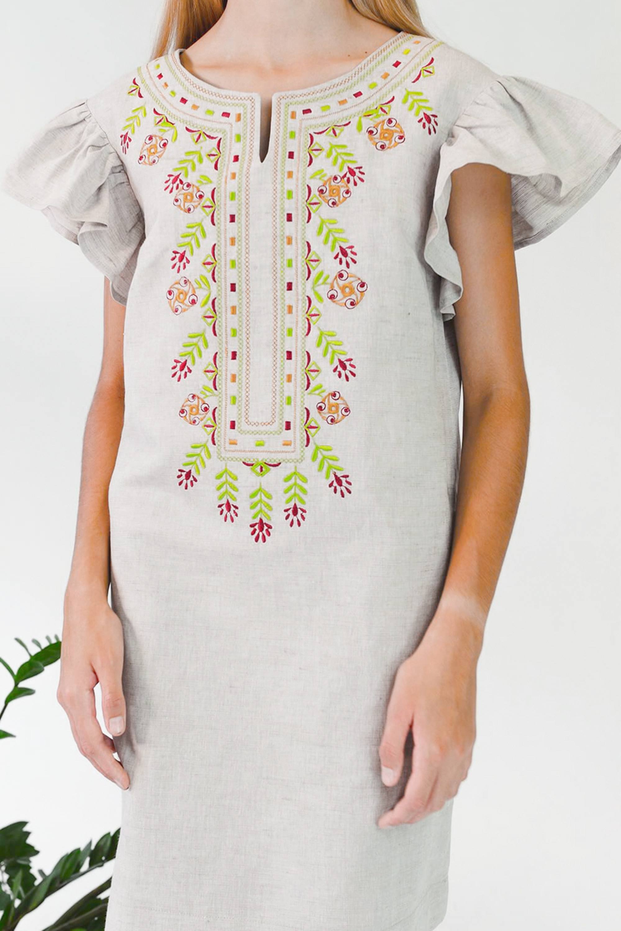 Women's embroidered dress Gray