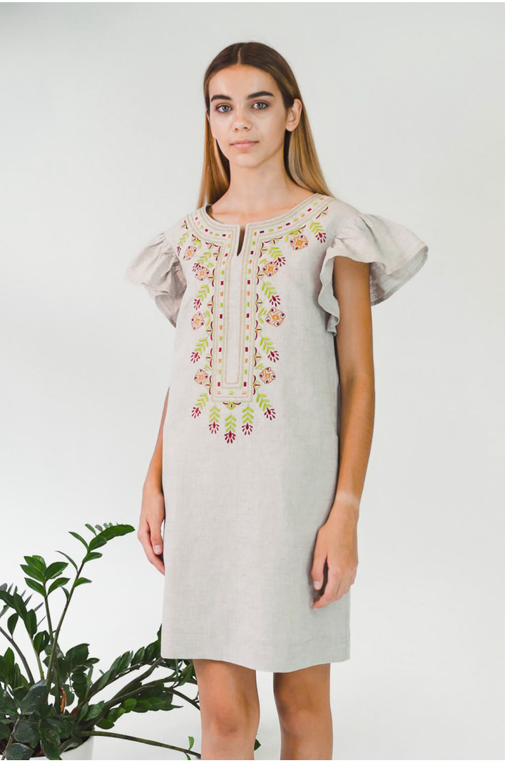 Women's embroidered dress Gray | S | 42-44
