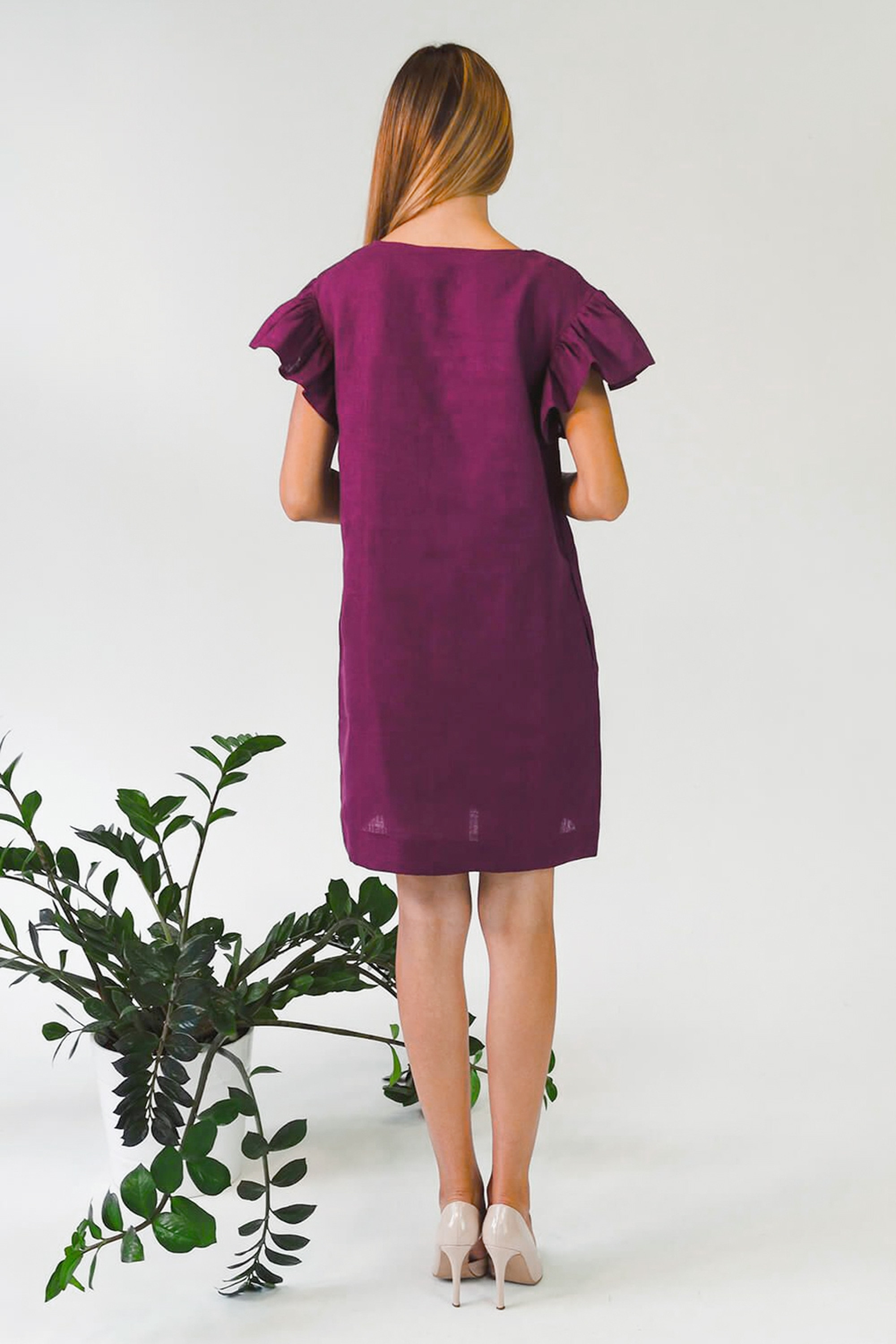 Women's embroidered dress Plum