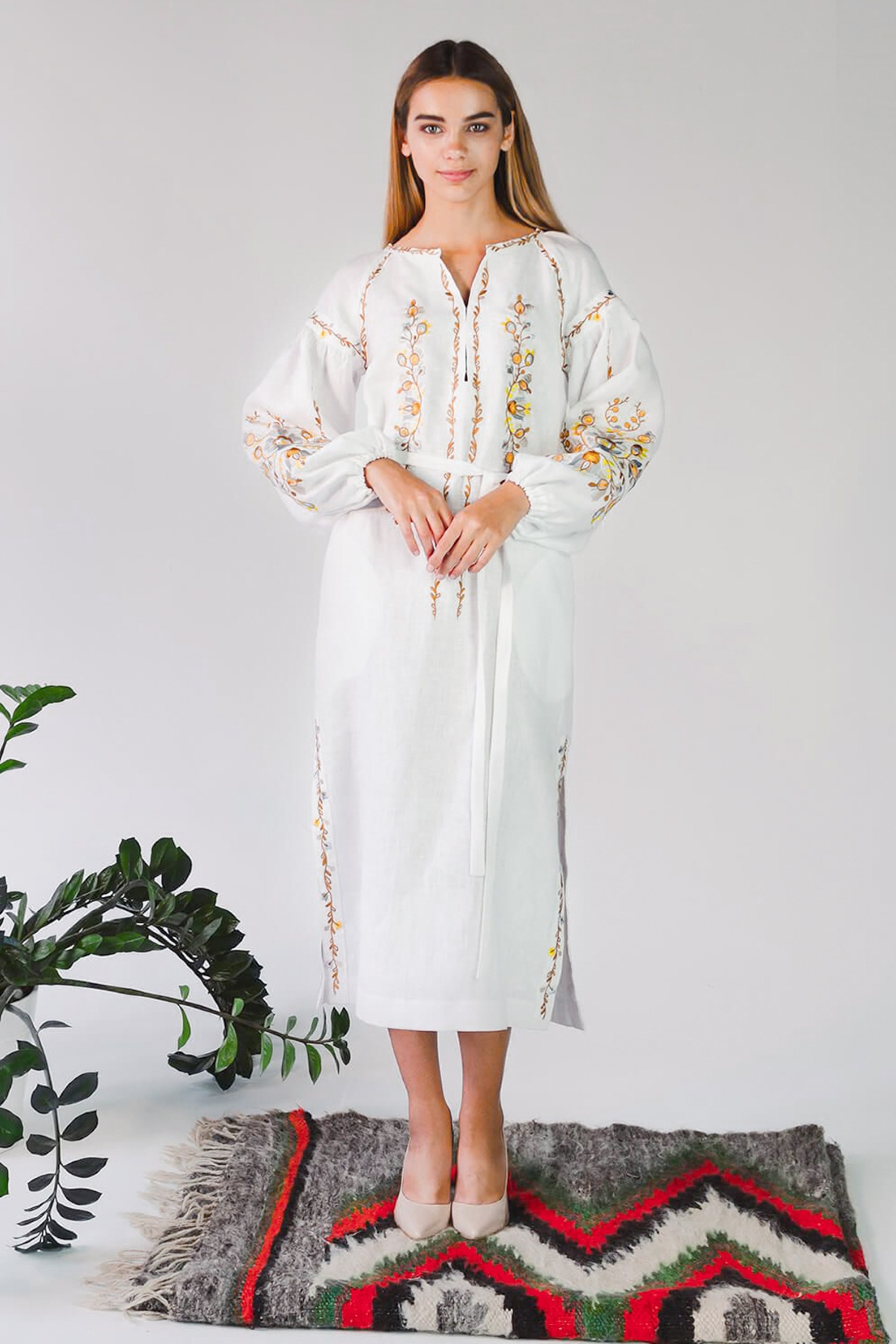 Women's embroidered dress White 3 | S | 42-44