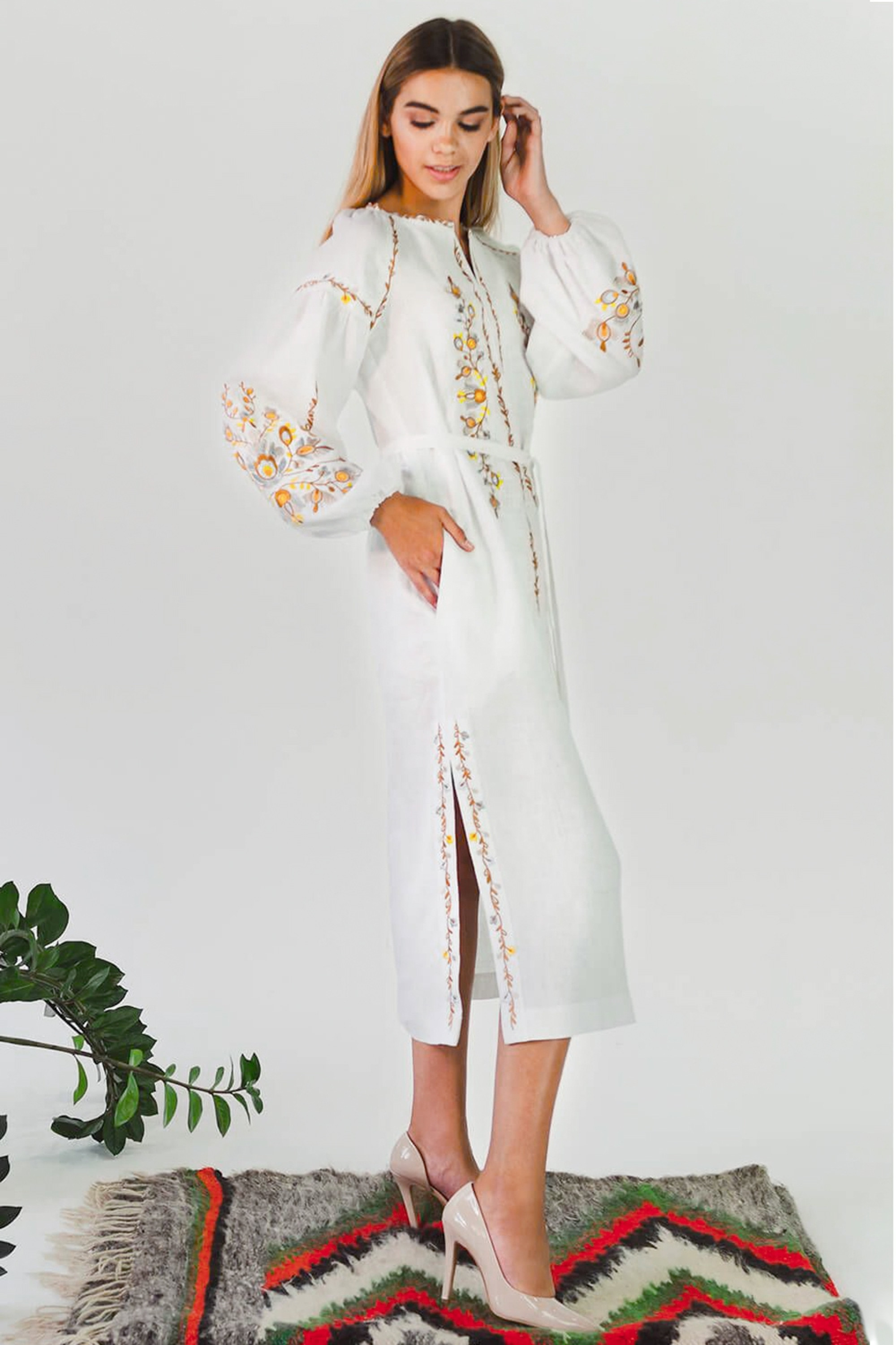 Women's embroidered dress White 3 | S | 42-44