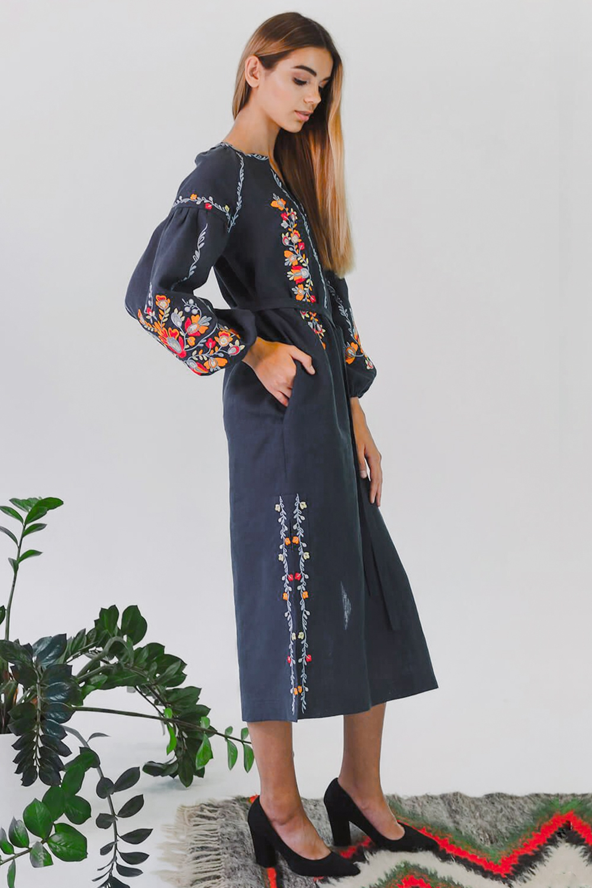 Women's embroidered dress Gray 2
