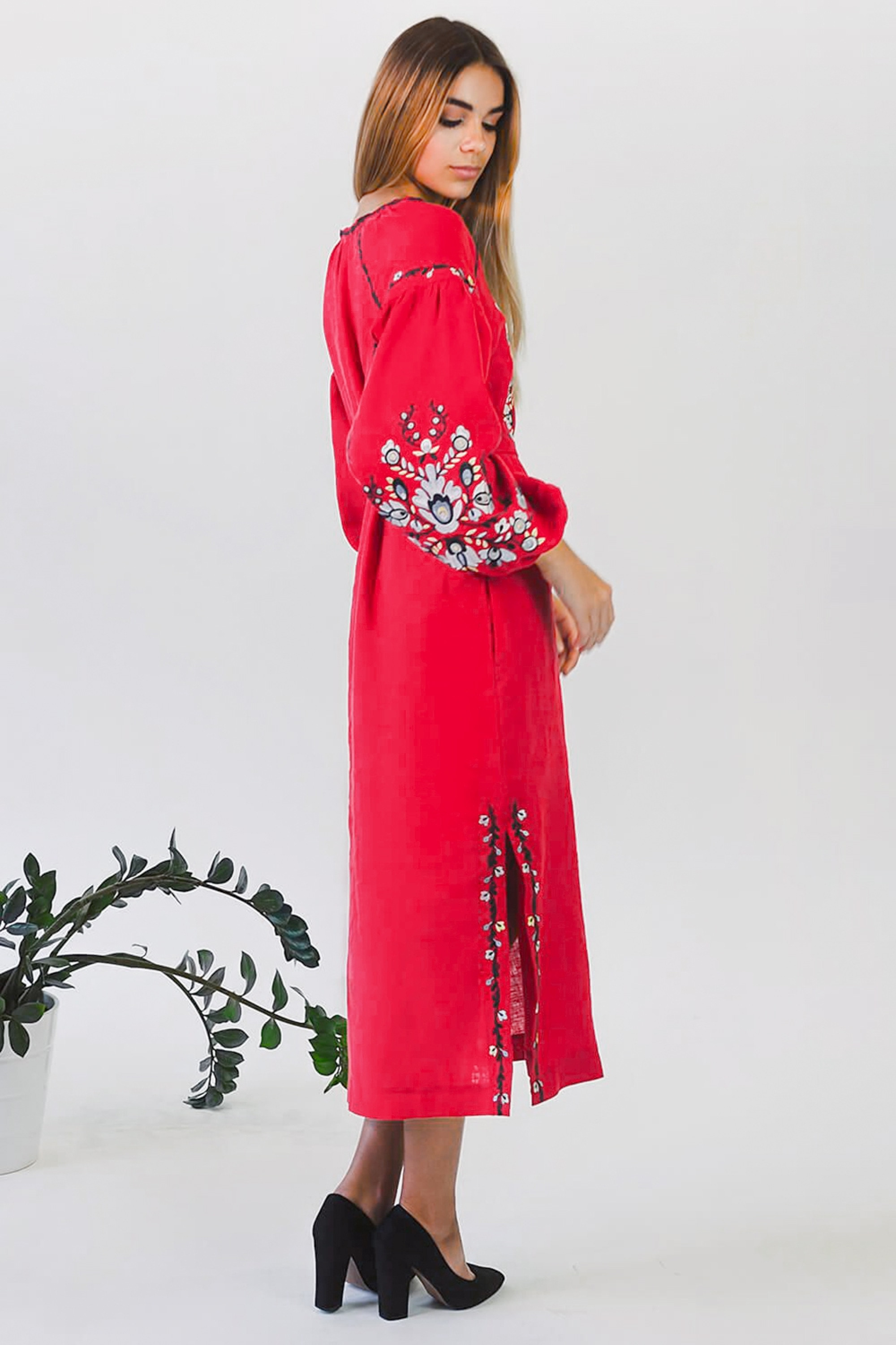 Women's embroidered dress Red 2 | M | 44-46