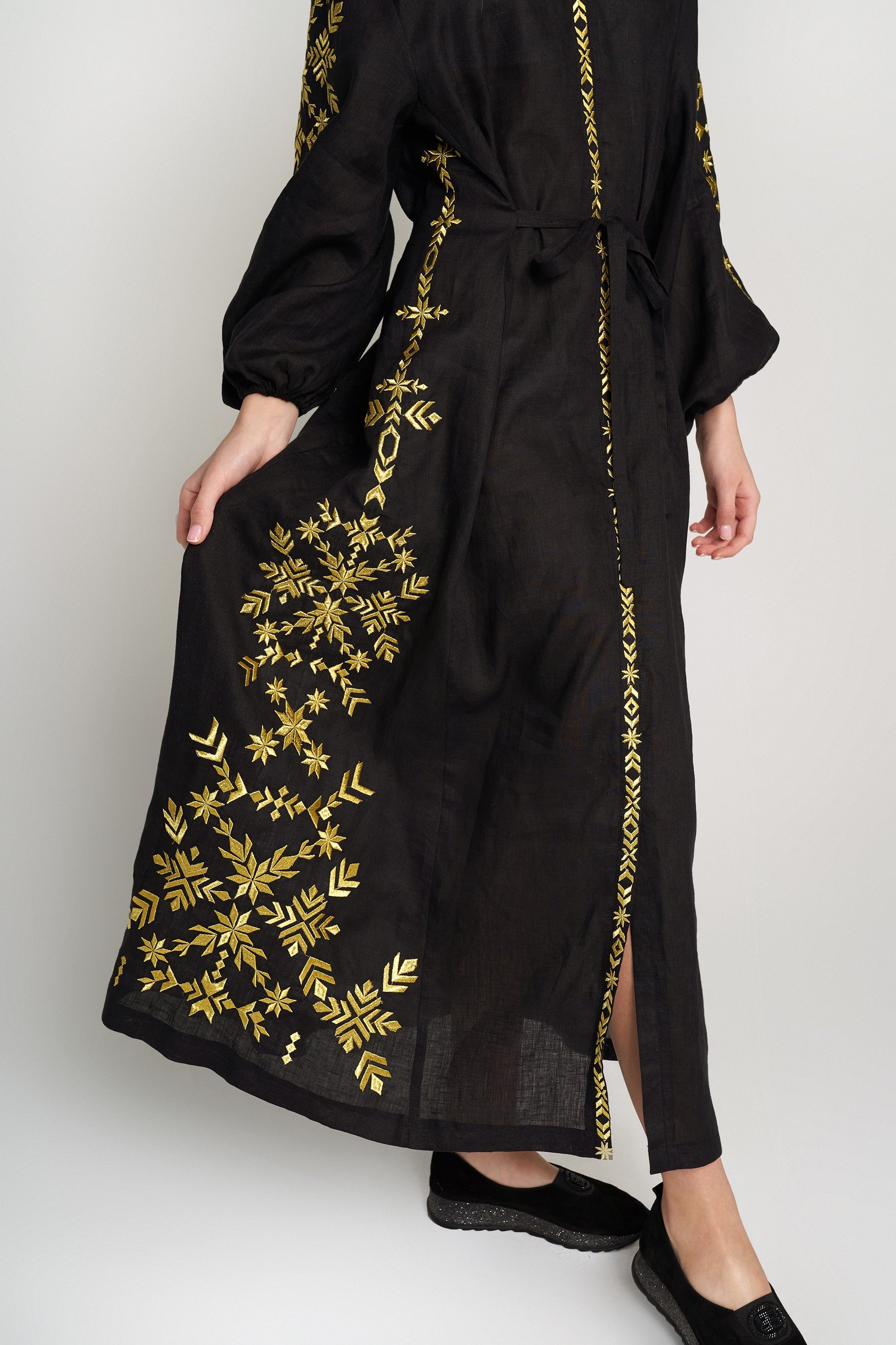Women's embroidered dress Black 4 with gold embroidery
