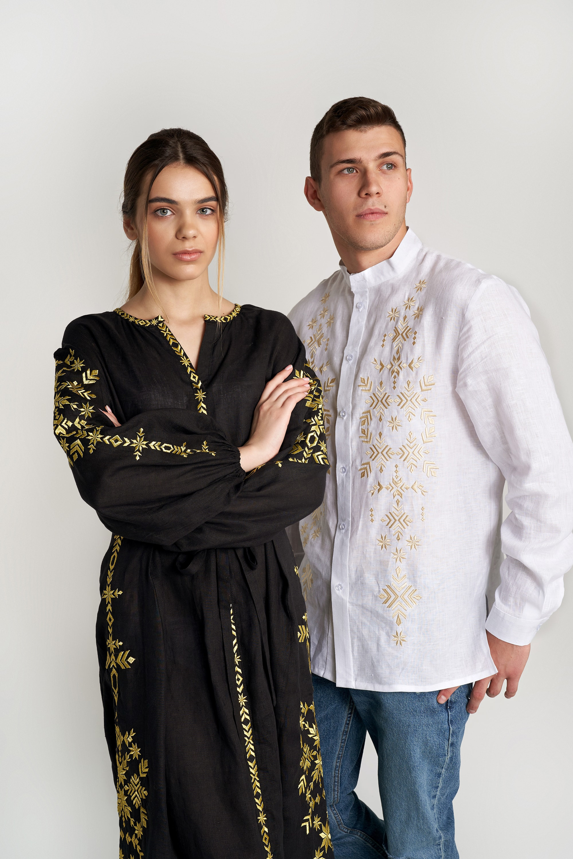 Women's embroidered dress Black 4 with gold embroidery