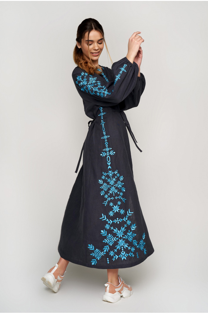 Women's embroidered dress Gray